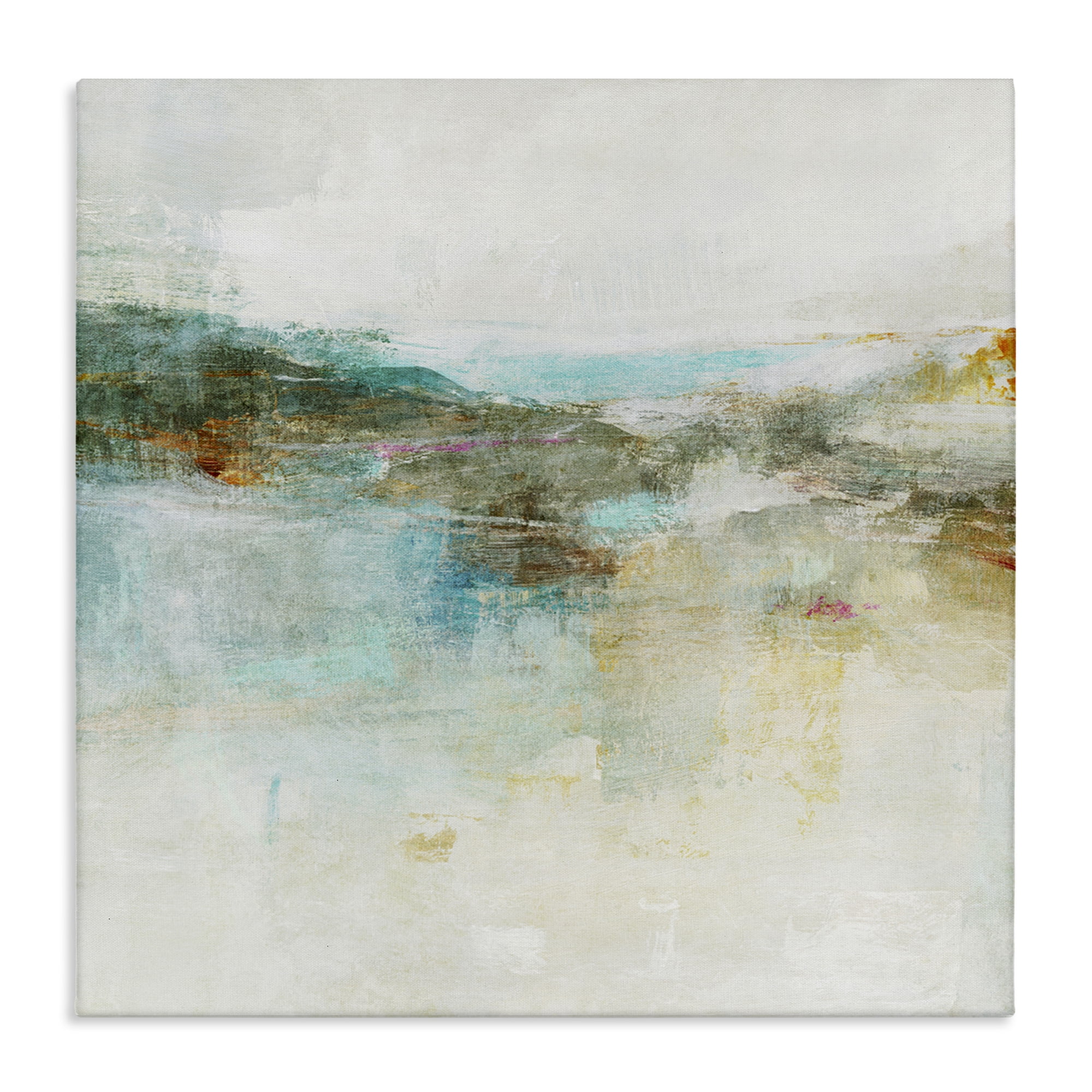 Stupell Industries Hills & Water Abstraction Abstract Painting Wrapped Canvas Art Print Wall Art, 30 x 30