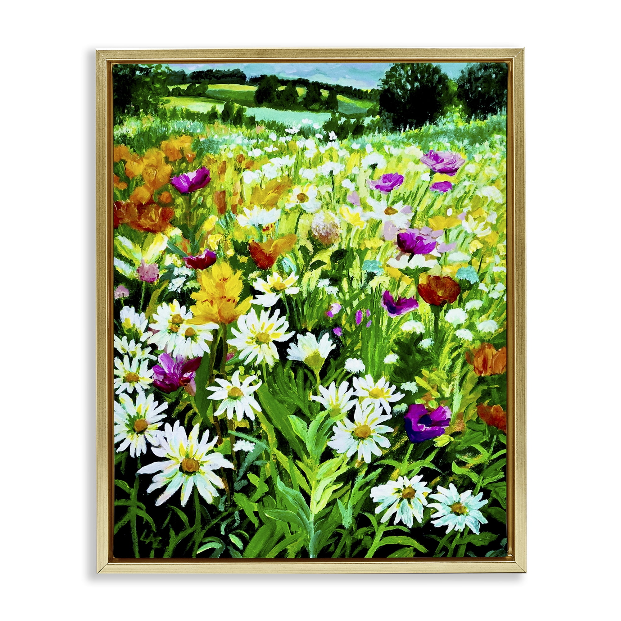 Stupell Industries Hillside Fusion Meadow Gold Framed Floater Canvas Wall Art, design by Lee Ann Zirbes
