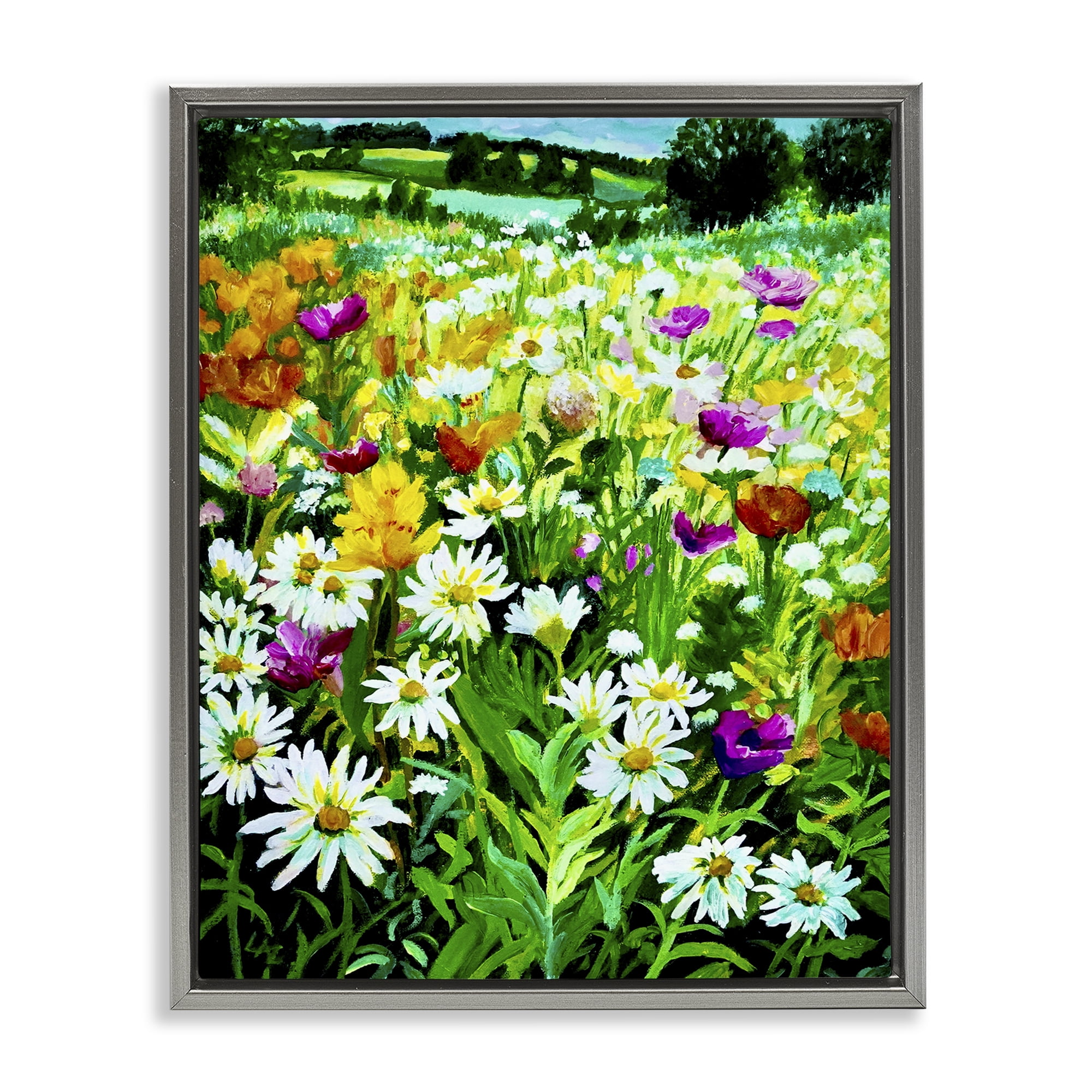 Stupell Industries Hillside Fusion Meadow Gray Framed Floater Canvas Wall Art, design by Lee Ann Zirbes