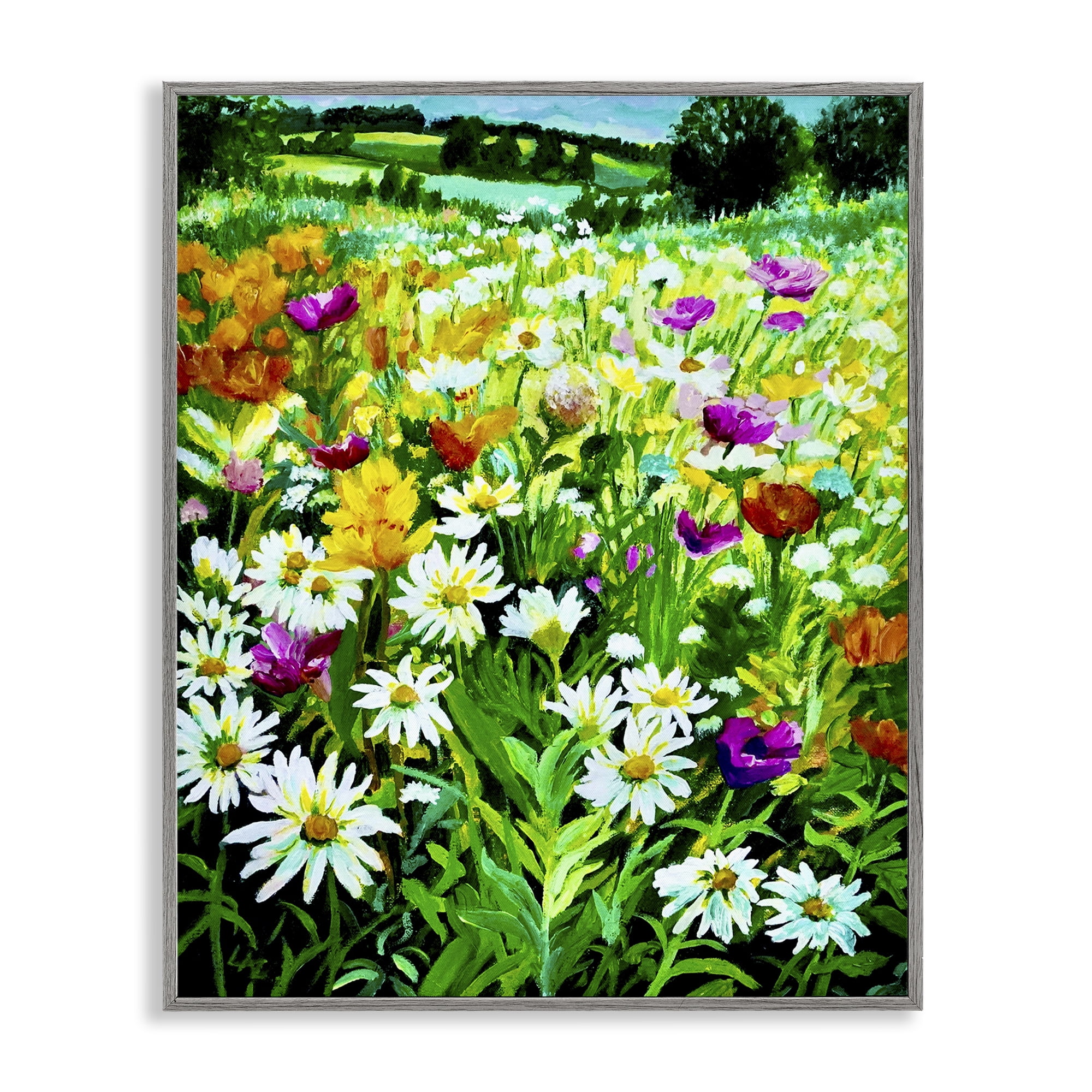Stupell Industries Hillside Fusion Meadow Gray Framed Giclee Art, design by Lee Ann Zirbes