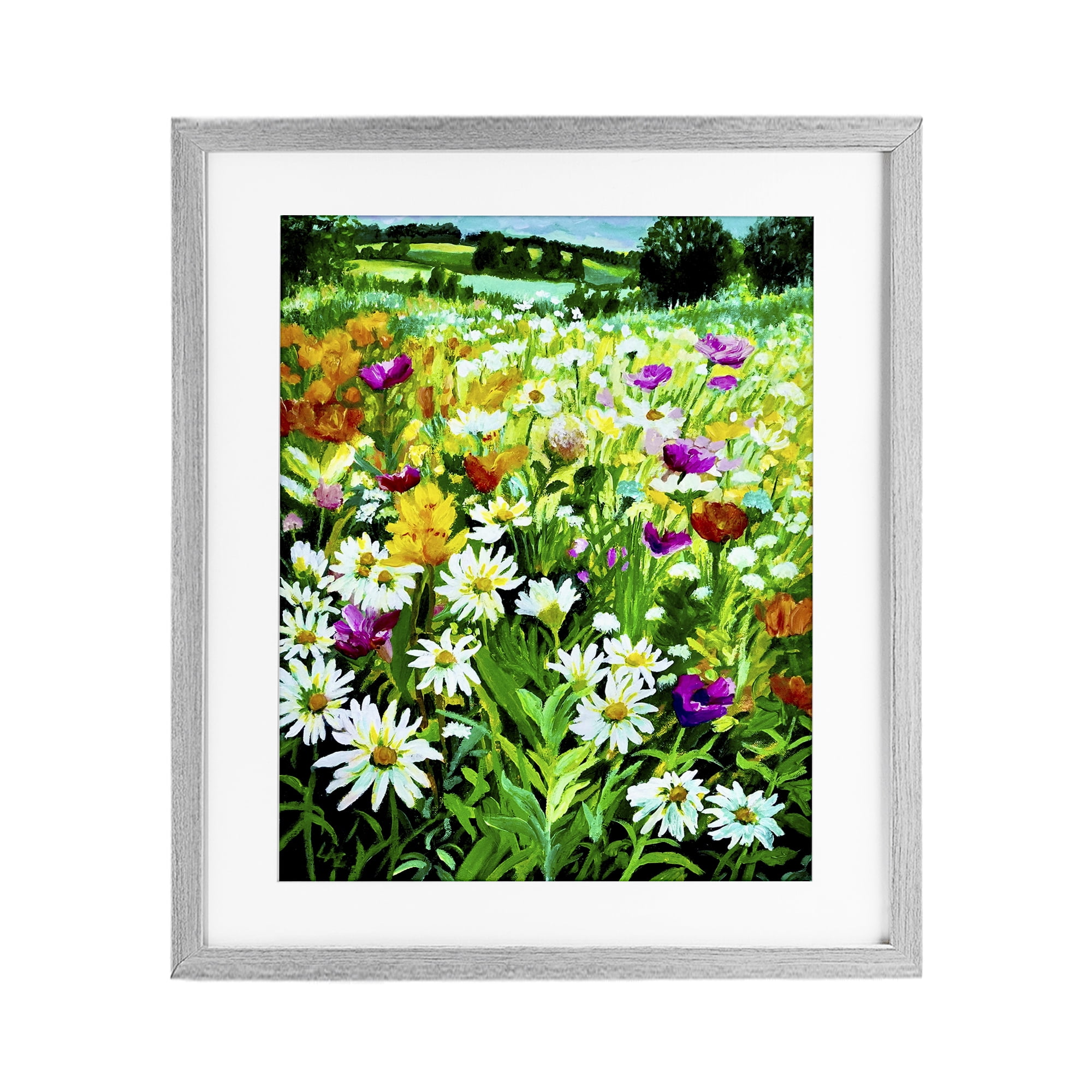 Stupell Industries Hillside Fusion Meadow Gray Framed Print Under Glass, design by Lee Ann Zirbes