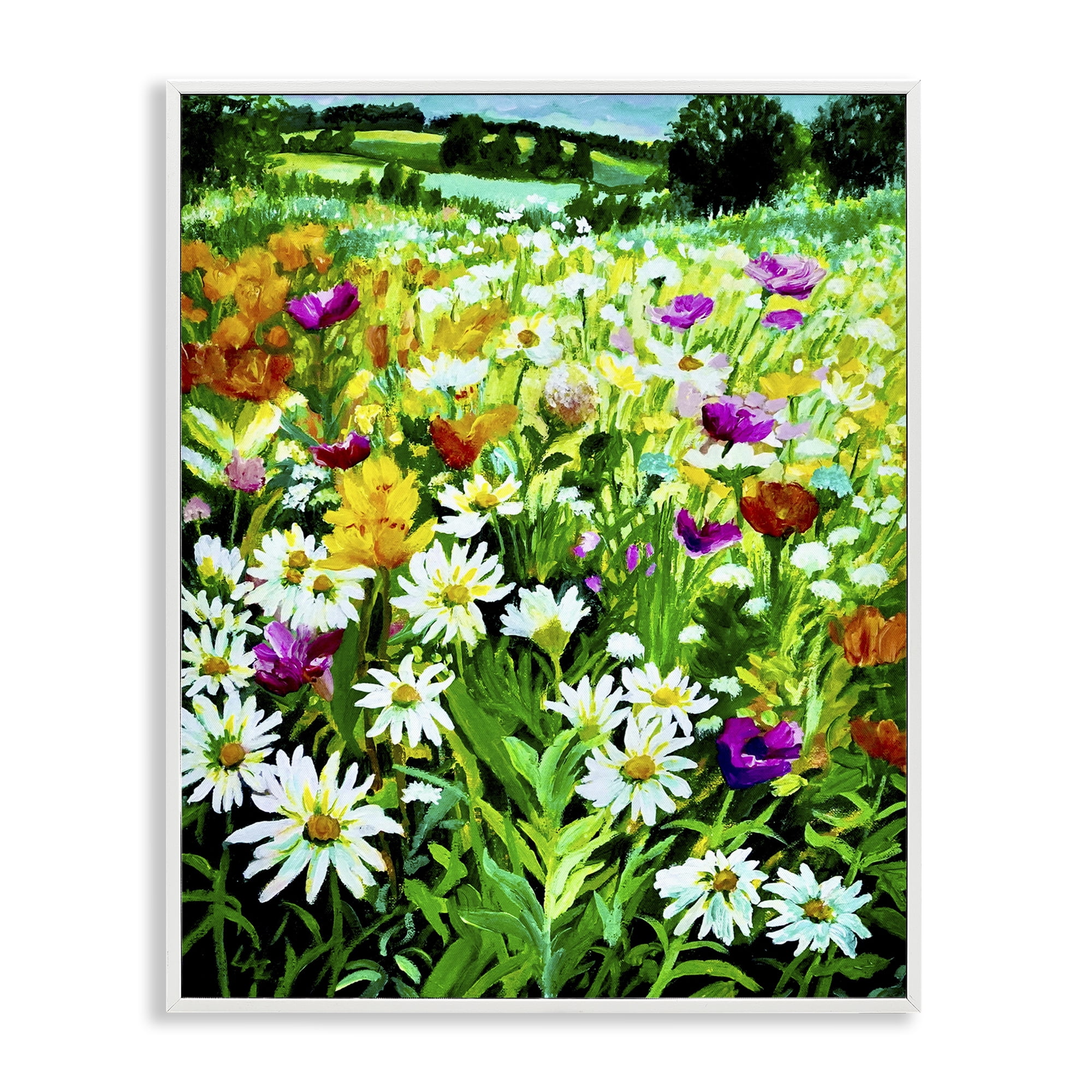Stupell Industries Hillside Fusion Meadow White Framed Giclee Art, design by Lee Ann Zirbes