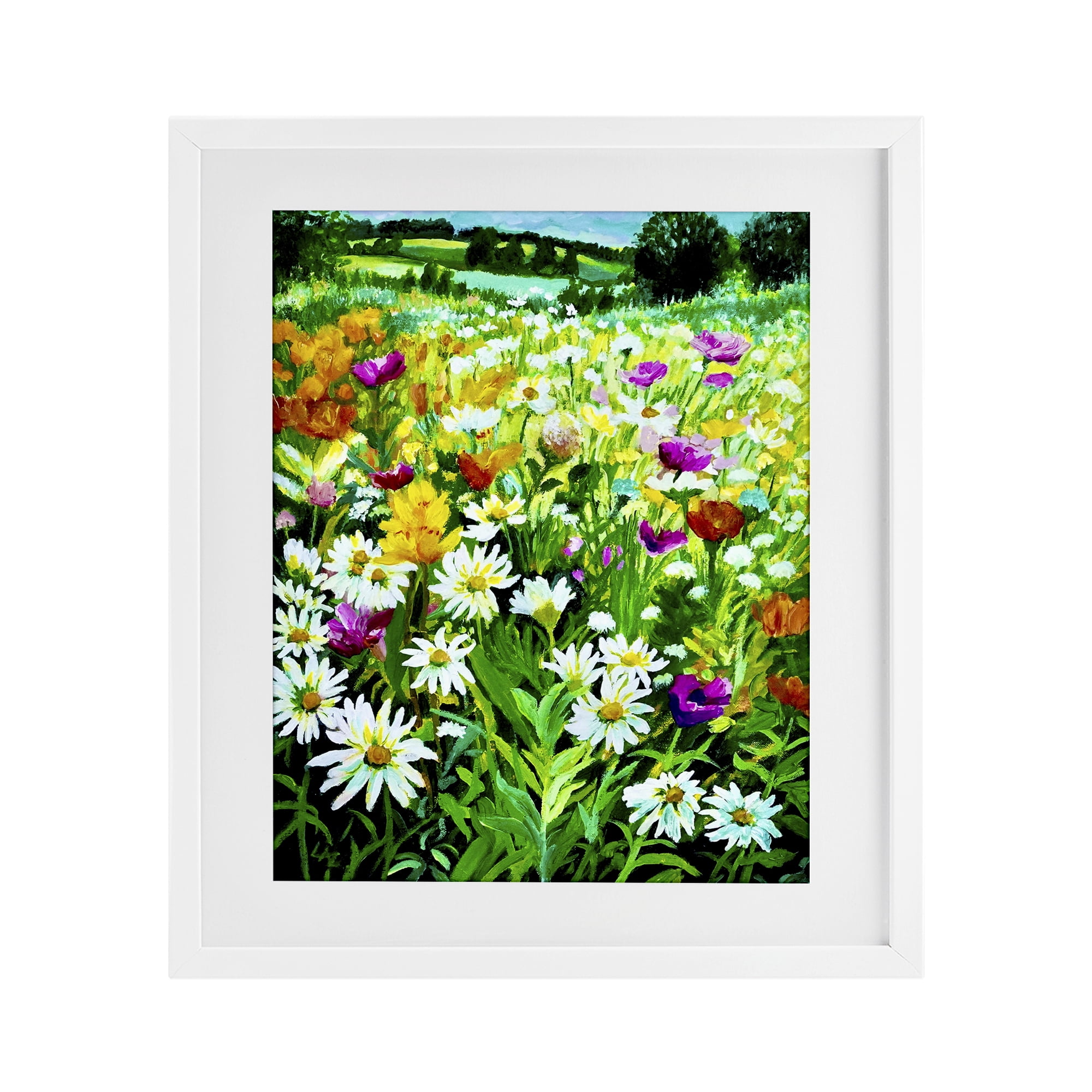 Stupell Industries Hillside Fusion Meadow White Framed Print Under Glass, design by Lee Ann Zirbes