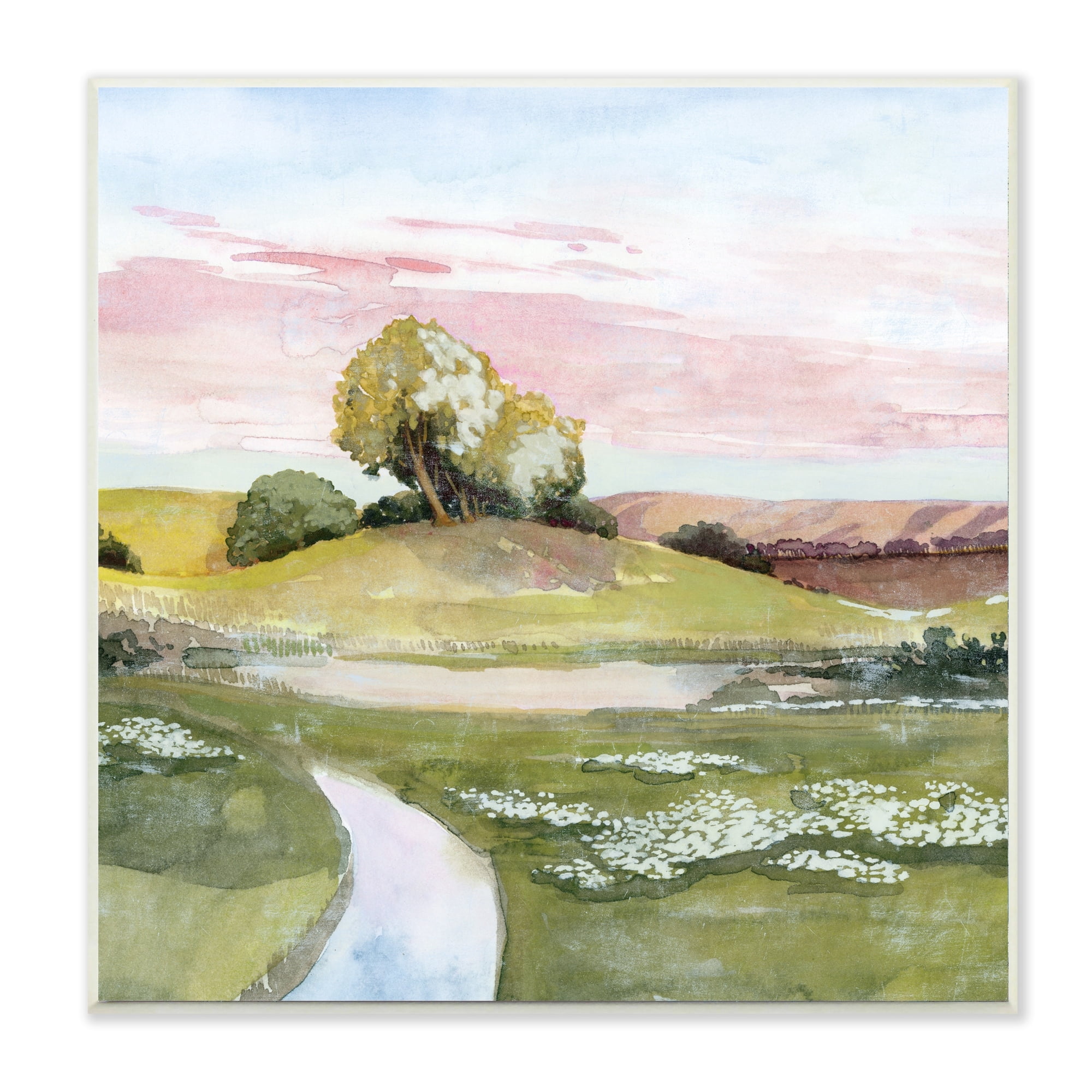 Stupell Industries Hillside Sunset Landscape Soft Green Grass Wall Plaque by Grace Popp