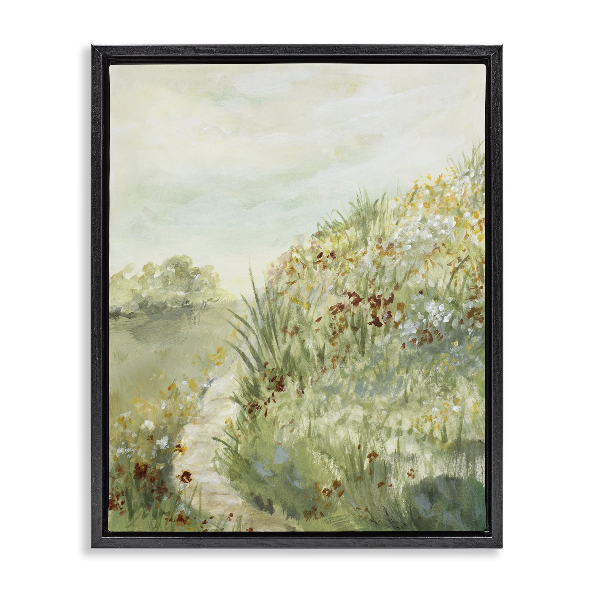 Stupell Industries Hilltop Blooms & Winding Trail Black Framed Floater Canvas Wall Art, design by Lanie Loreth