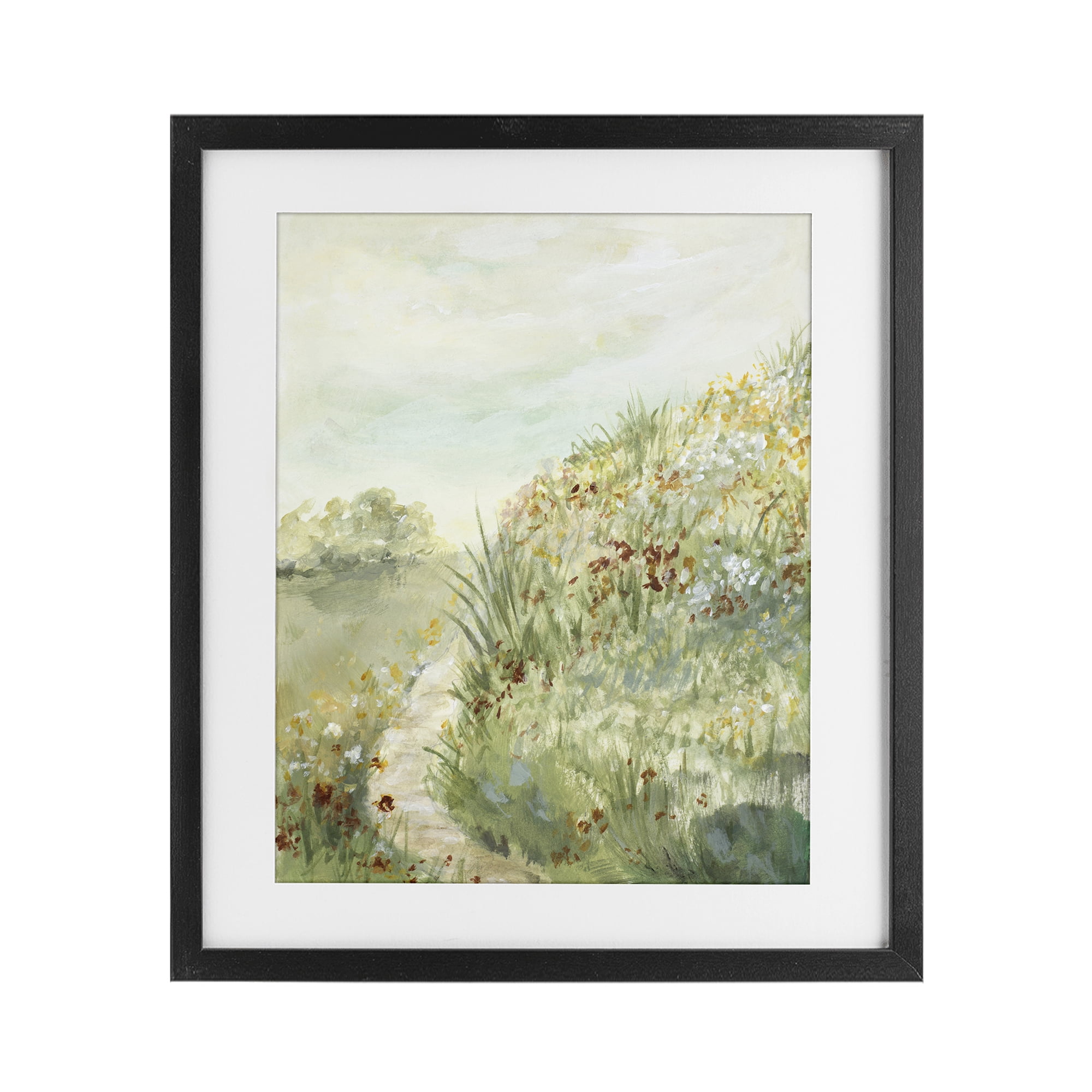 Stupell Industries Hilltop Blooms & Winding Trail Black Framed Print Under Glass, design by Lanie Loreth