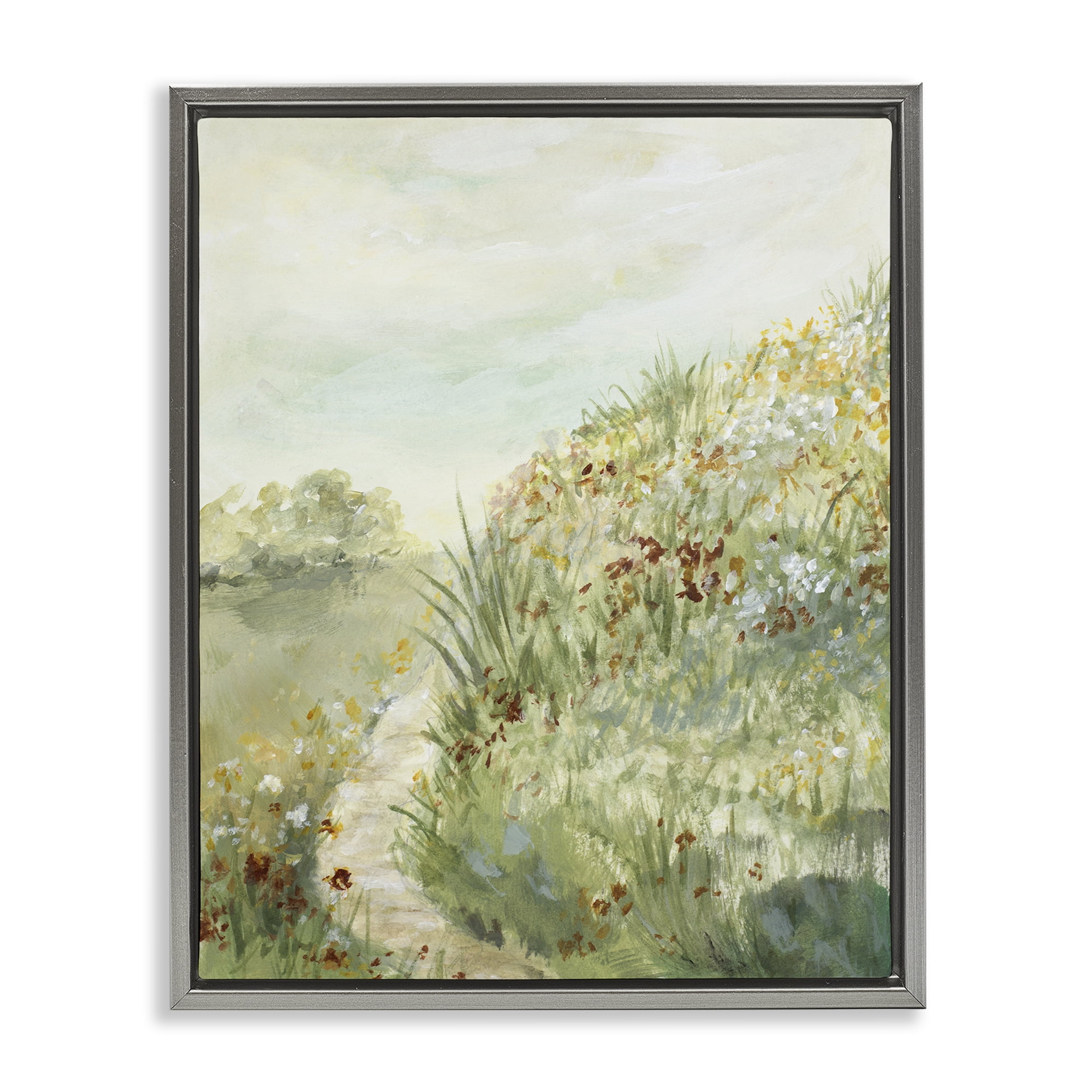Stupell Industries Hilltop Blooms & Winding Trail Gray Framed Floater Canvas Wall Art, design by Lanie Loreth