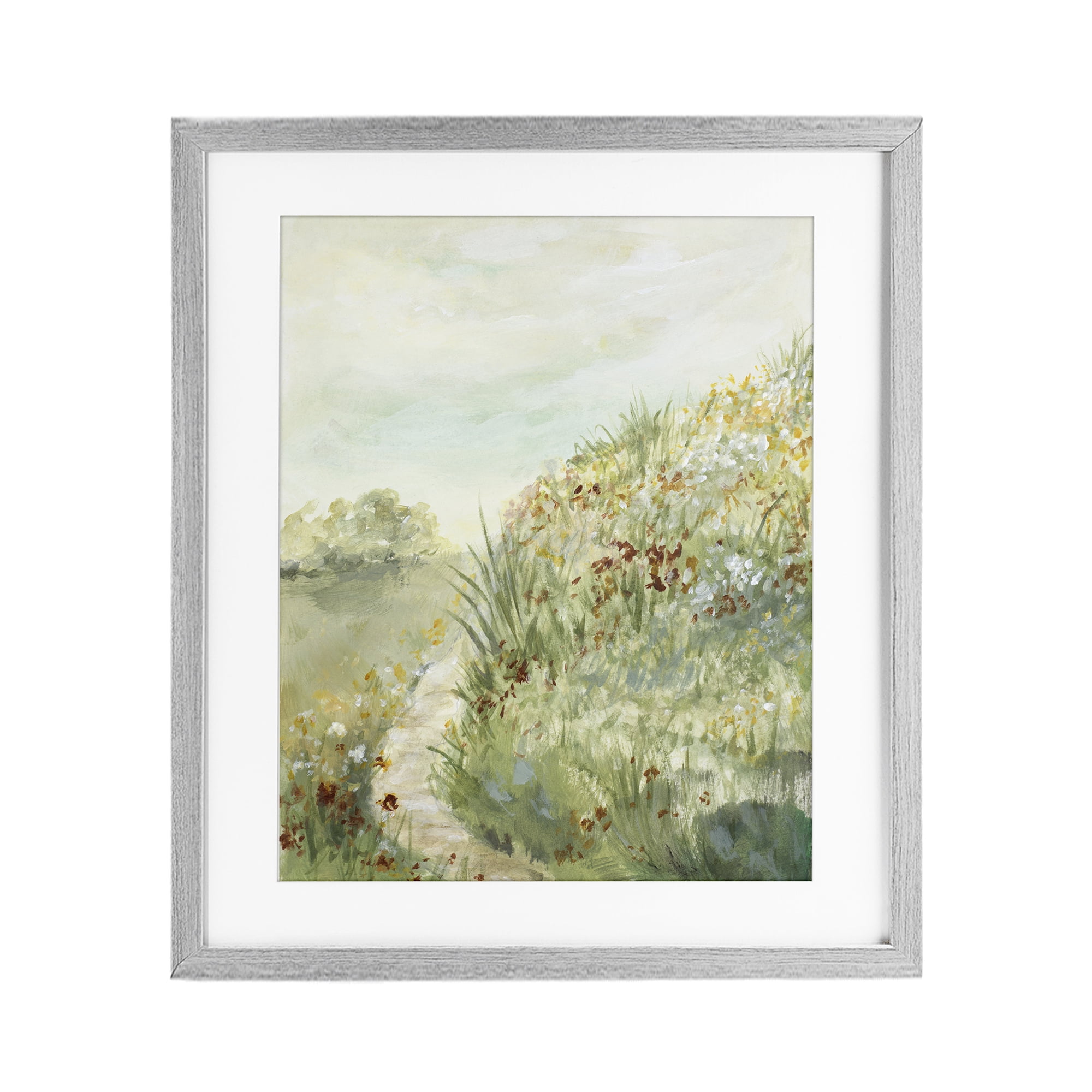 Stupell Industries Hilltop Blooms & Winding Trail Gray Framed Print Under Glass, design by Lanie Loreth
