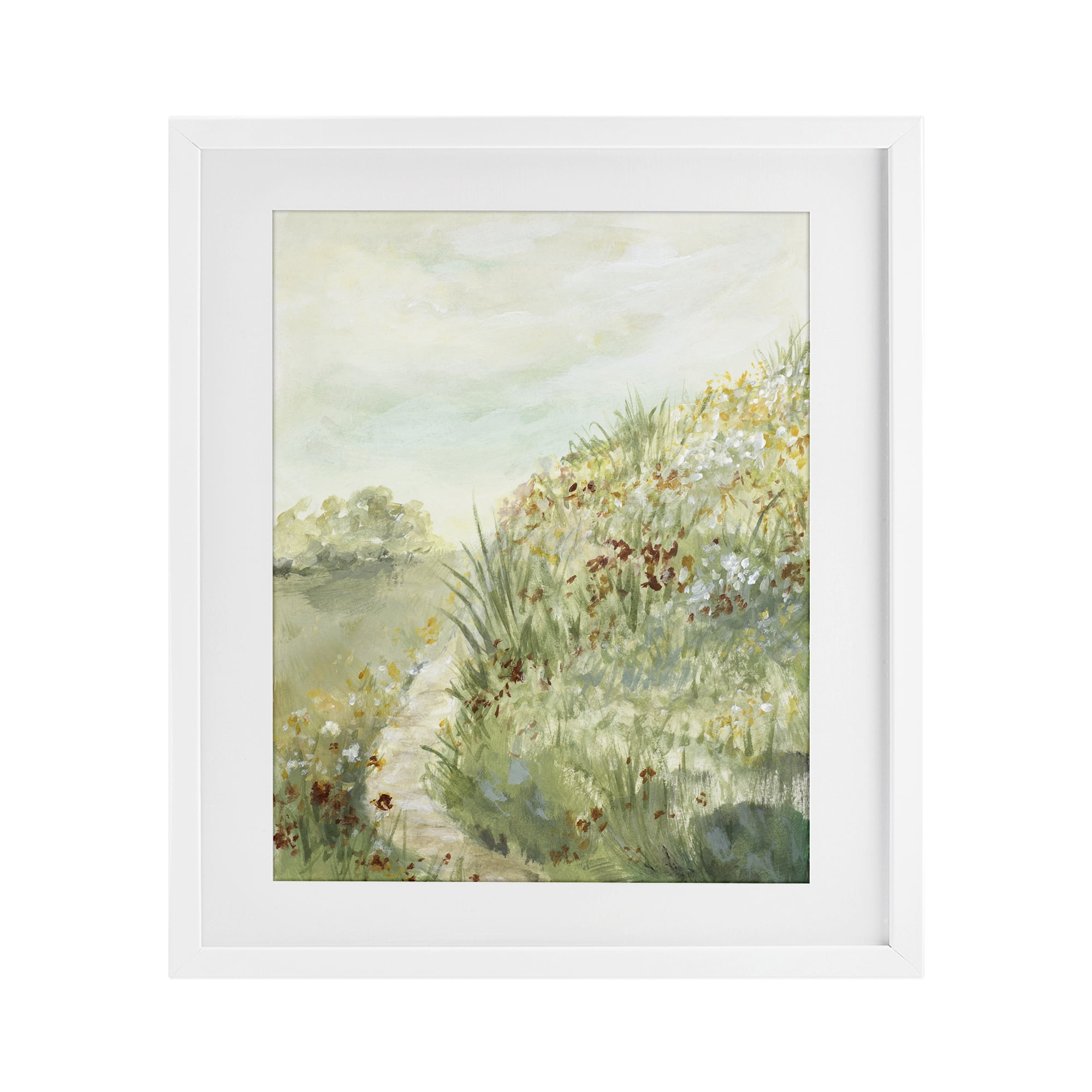 Stupell Industries Hilltop Blooms & Winding Trail White Framed Print Under Glass, design by Lanie Loreth