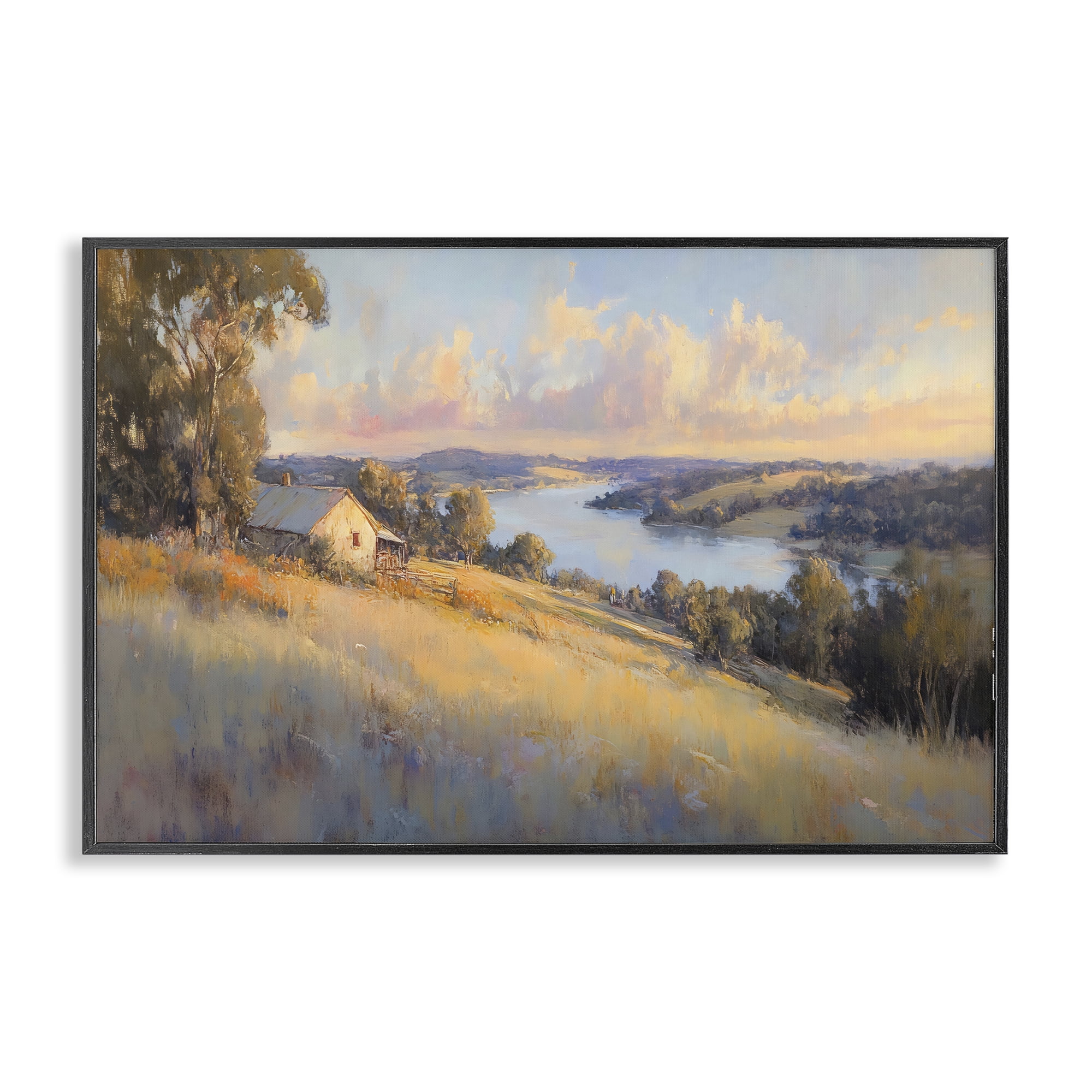 Stupell Industries Hilltop Cottage in Sunset Glow Black Framed Giclee Art, design by Creative Studio
