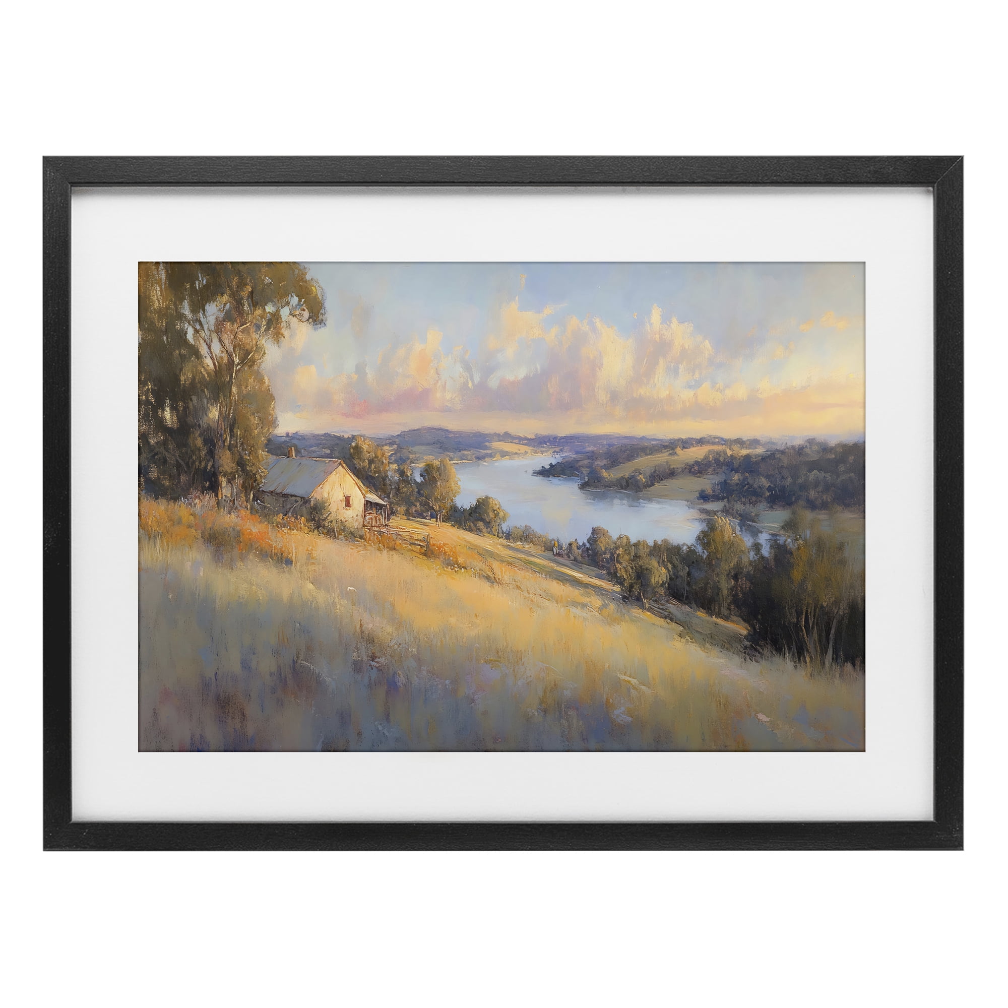 Stupell Industries Hilltop Cottage in Sunset Glow Black Framed Print Under Glass, design by Creative Studio