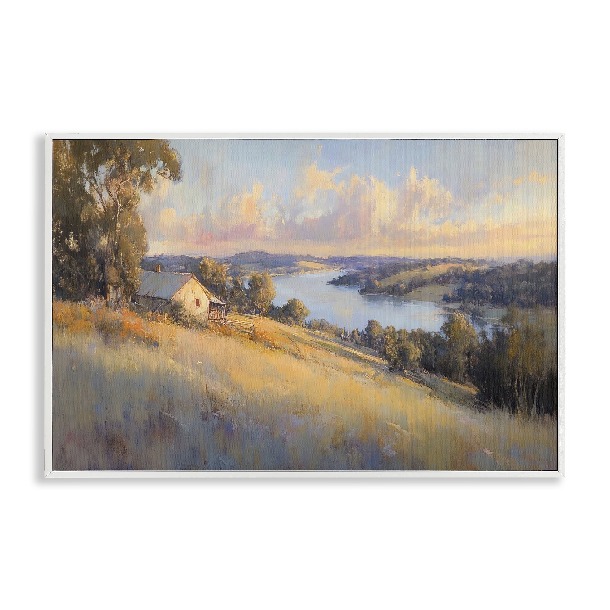 Stupell Industries Hilltop Cottage in Sunset Glow White Framed Giclee Art, design by Creative Studio