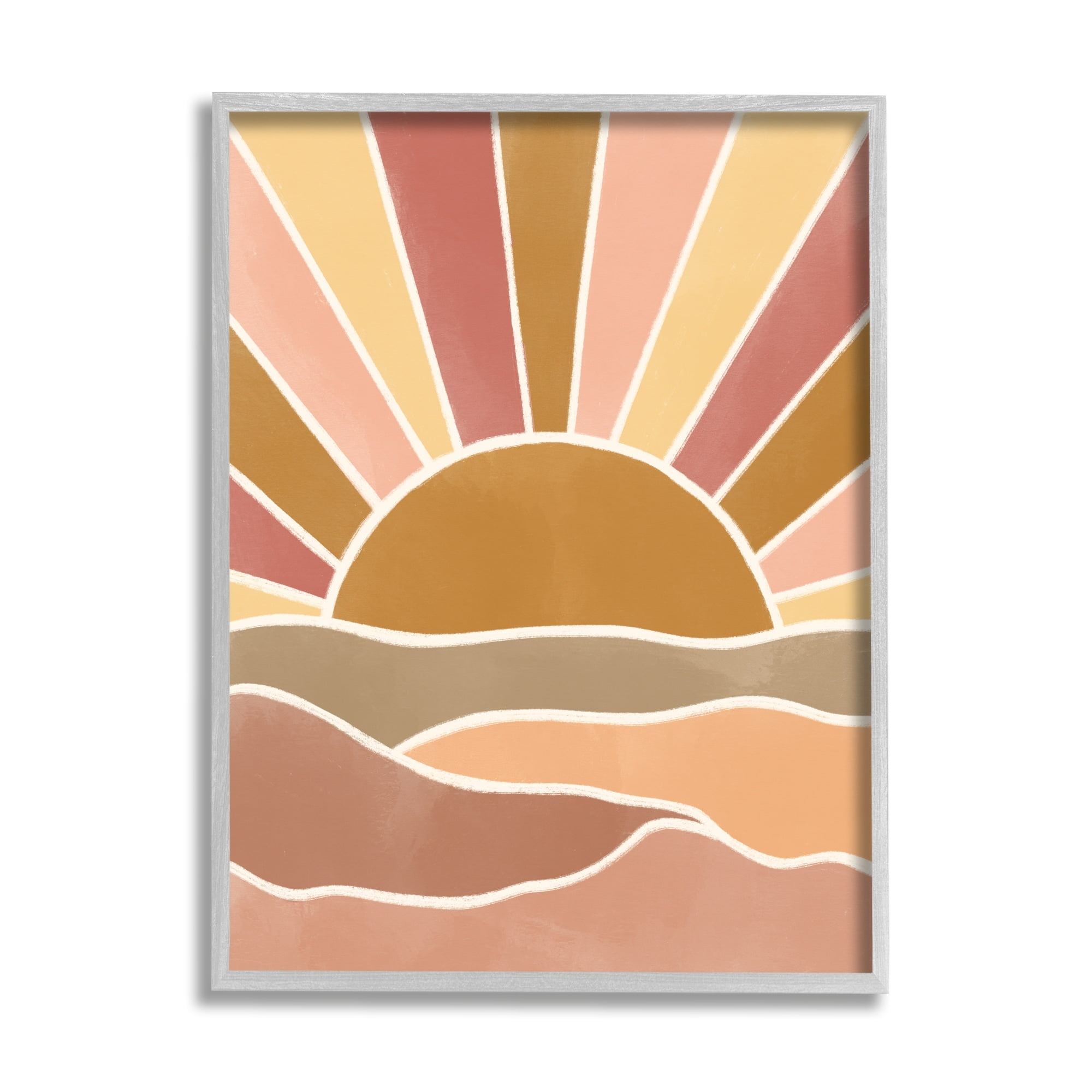 Stupell Industries Hilly Sunrise Beams Boho Landscape Geometric Pattern,11 x 14, Design by Taylor Shannon Designs