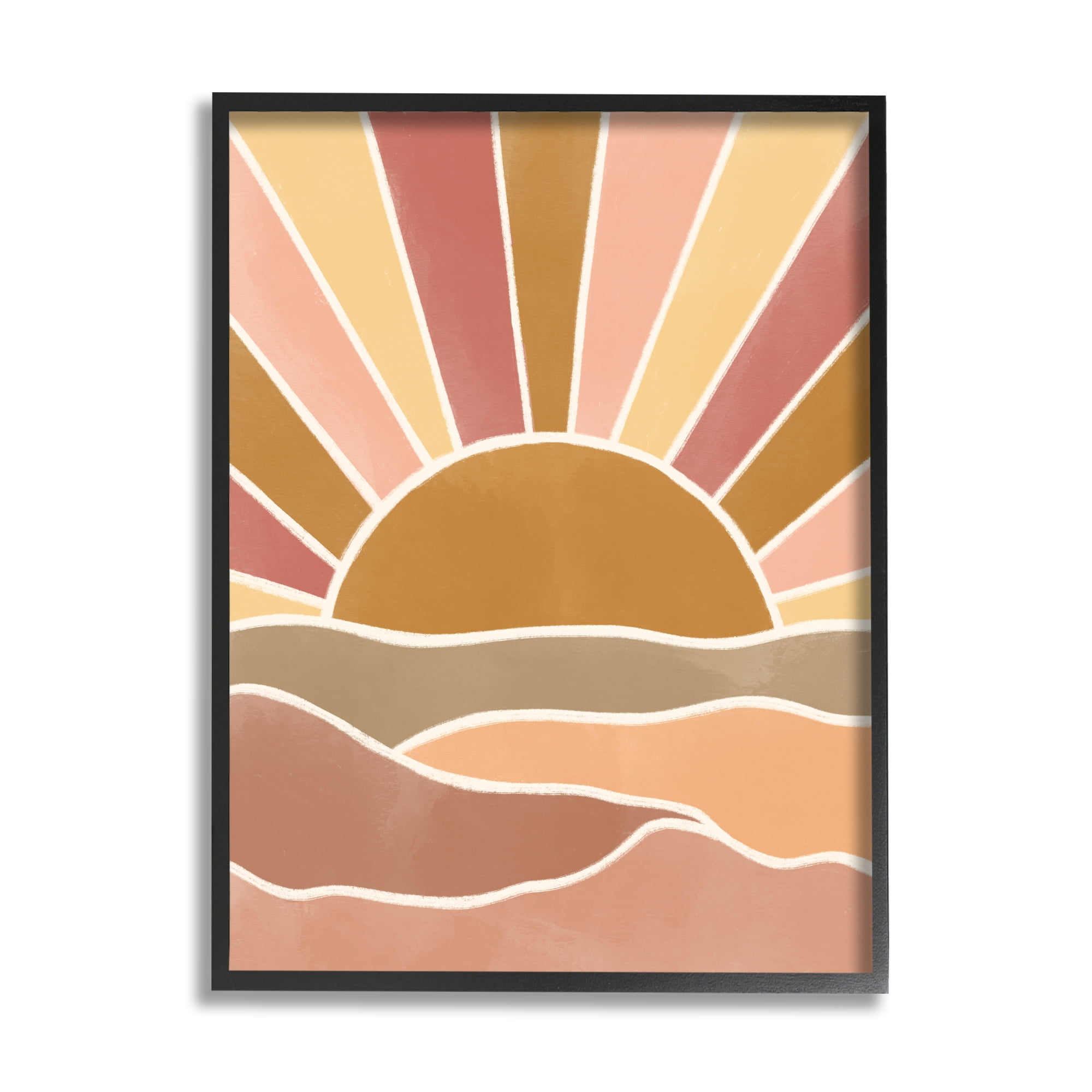 Stupell Industries Hilly Sunrise Beams Boho Landscape Geometric Pattern,11 x 14, Design by Taylor Shannon Designs