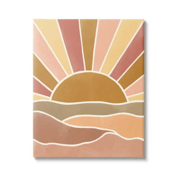 Stupell Industries Hilly Sunrise Beams Boho Landscape Geometric Pattern,36 x 48, Design by Taylor Shannon Designs
