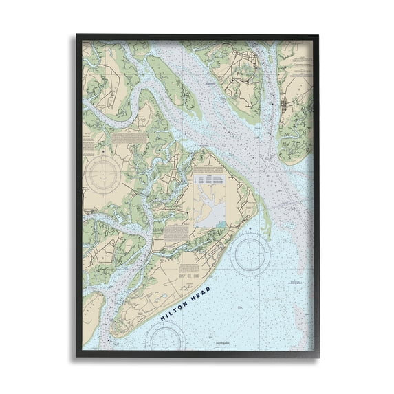 Stupell Industries Hilton Head South Carolina Coastal Nautical Map , 24 x 30, Designed by Daphne Polselli