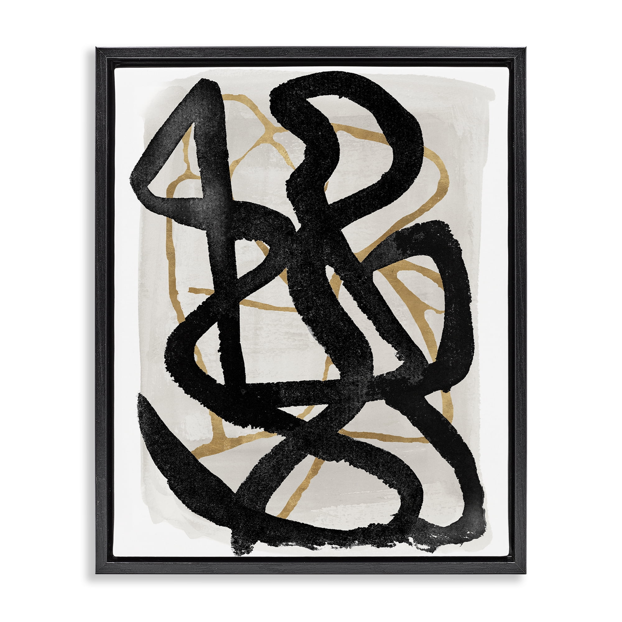 Stupell Industries Hindsight Black & Beige Black Framed Floater Canvas Wall Art, design by Lucille Price
