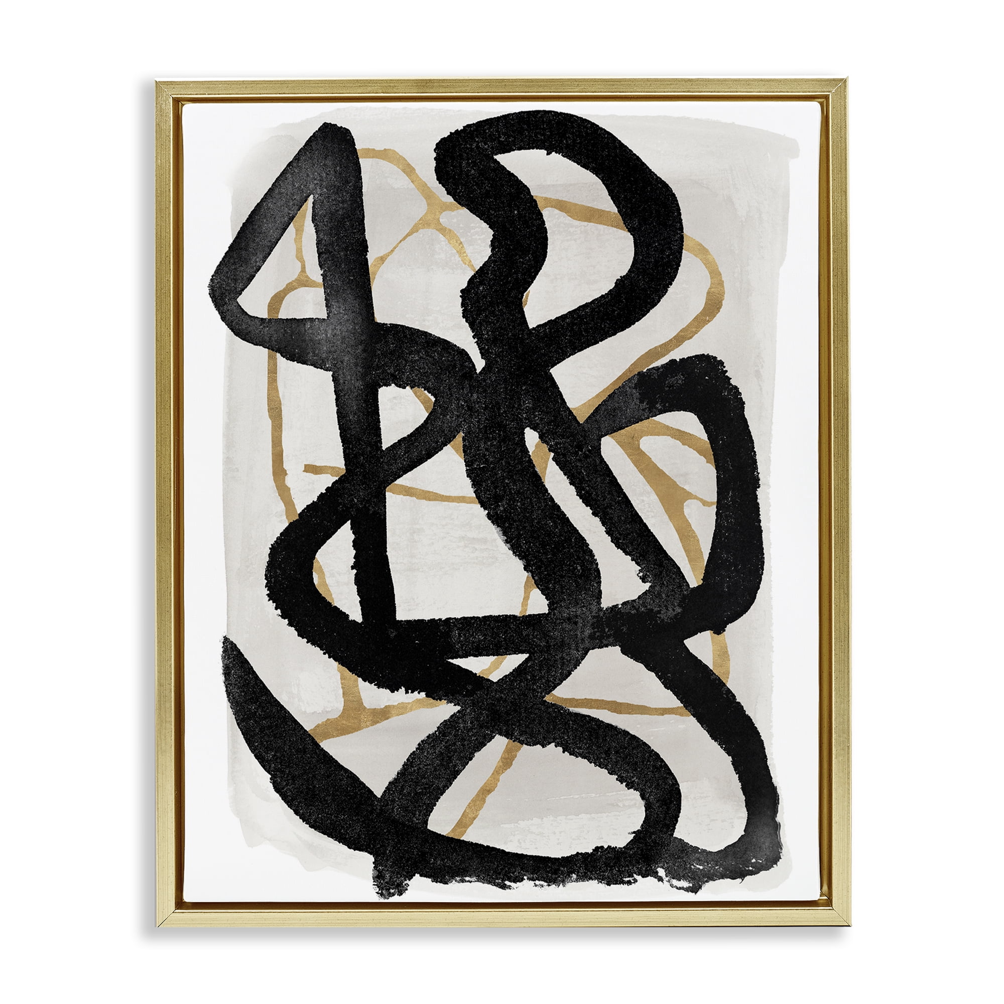 Stupell Industries Hindsight Black & Beige Gold Framed Floater Canvas Wall Art, design by Lucille Price