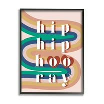 Stupell Industries Hip Hip Hooray Cheer Vintage Typography Abstract Rainbow Inspirational Painting Black Framed Art Print Wall Art, 11 x 14