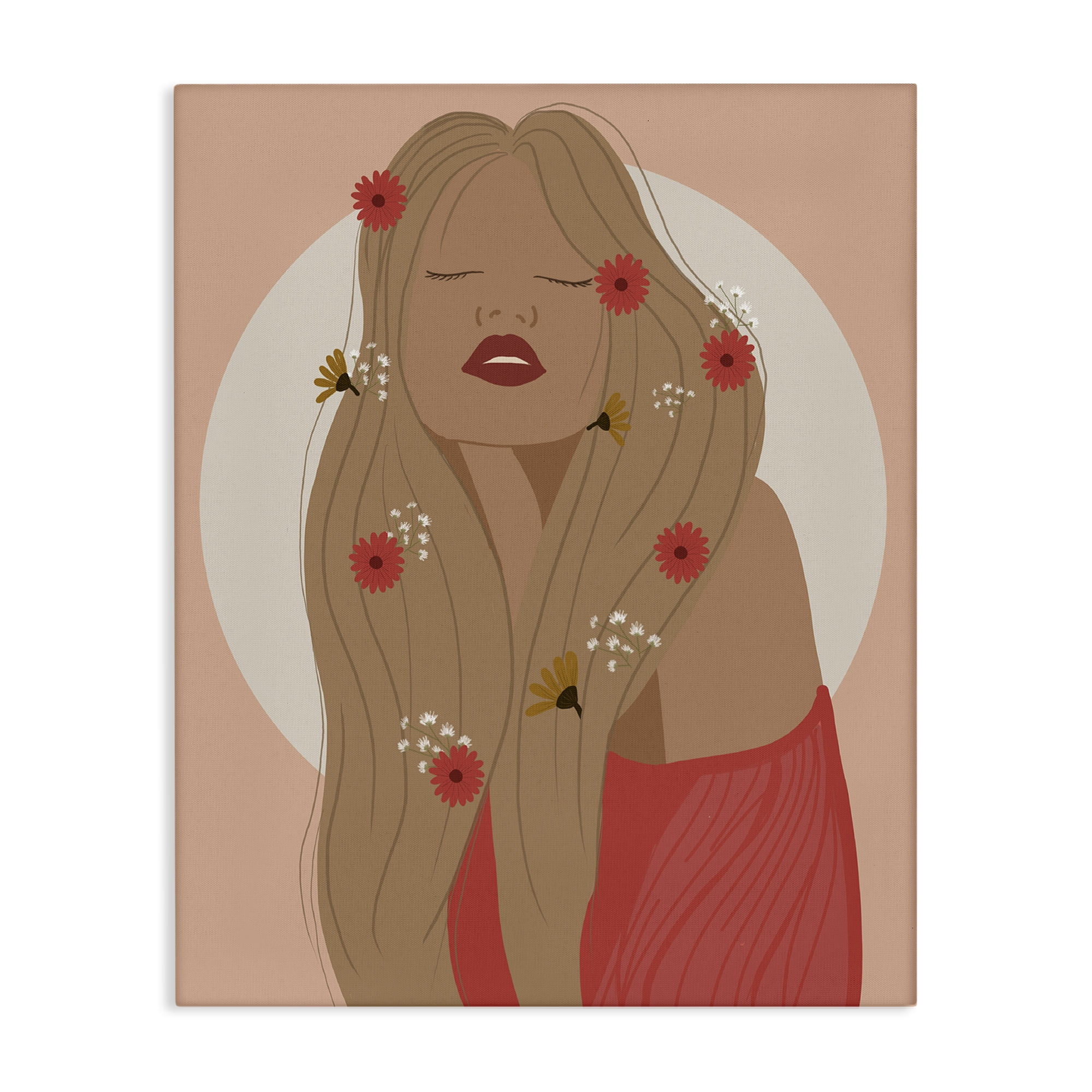 Stupell Industries Hippie Boho Girl Novelty Painting Gallery Wrapped Canvas Art Print Wall Art, 30 x 40