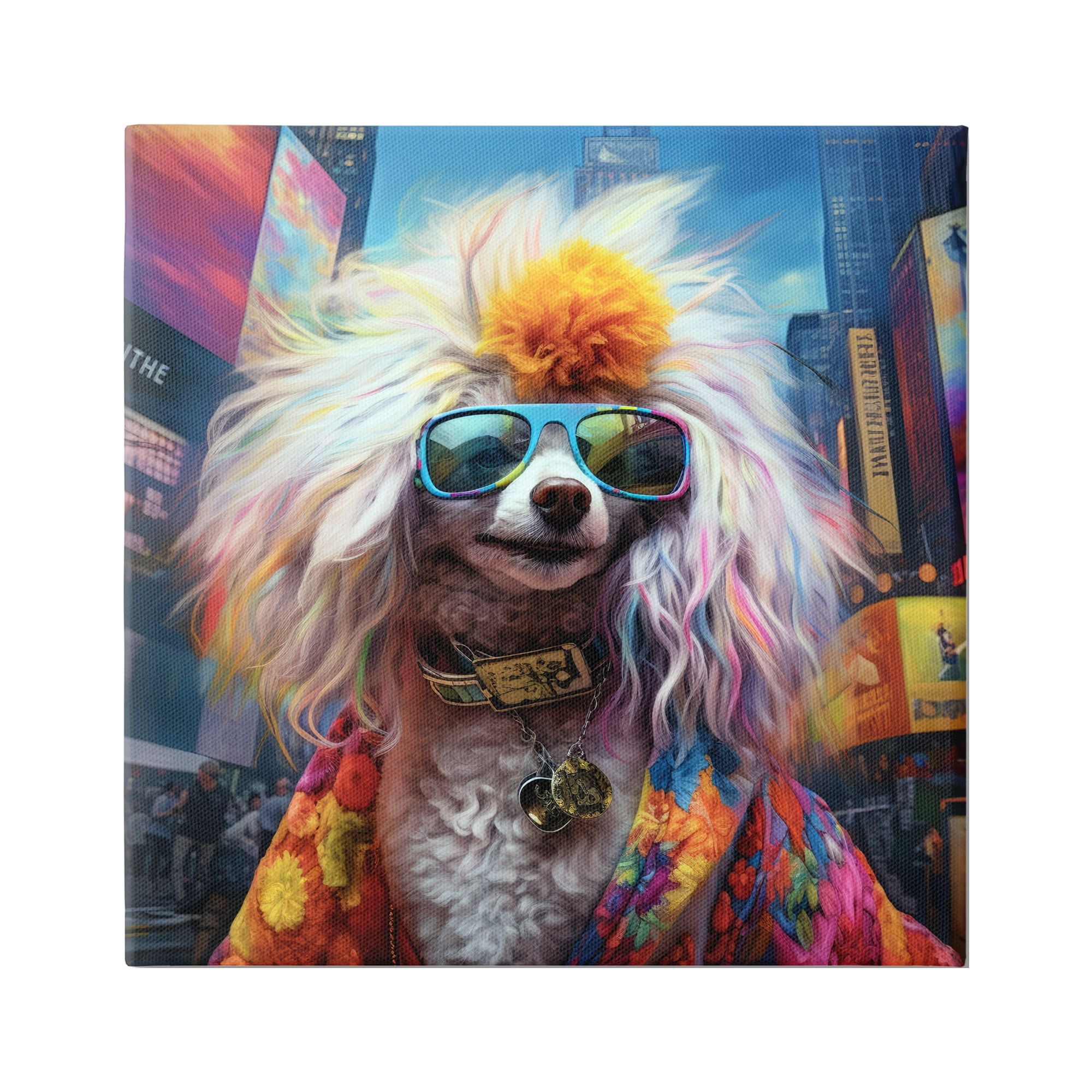 Stupell Industries Hippie Doodle Dog Animals & Insects Painting Gallery Wrapped Canvas Art Print Wall Art, 36 x 36