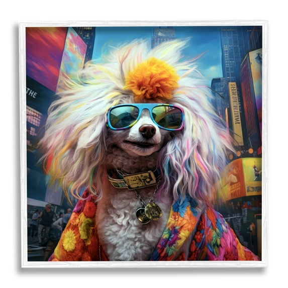 Stupell Industries Hippie Doodle Dog Animals & Insects Painting White Framed Art Print Wall Art, 17 x 17