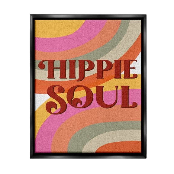 Stupell Industries Hippie Soul Patterned Typography Painting Black Floater Framed Canvas Art Print Wall Art, 25 x 31