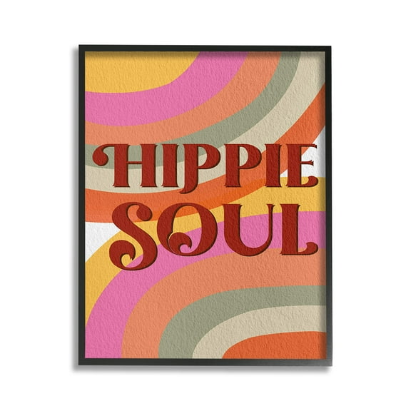 Stupell Industries Hippie Soul Patterned Typography Painting Black Framed Art Print Wall Art, 11 x 14