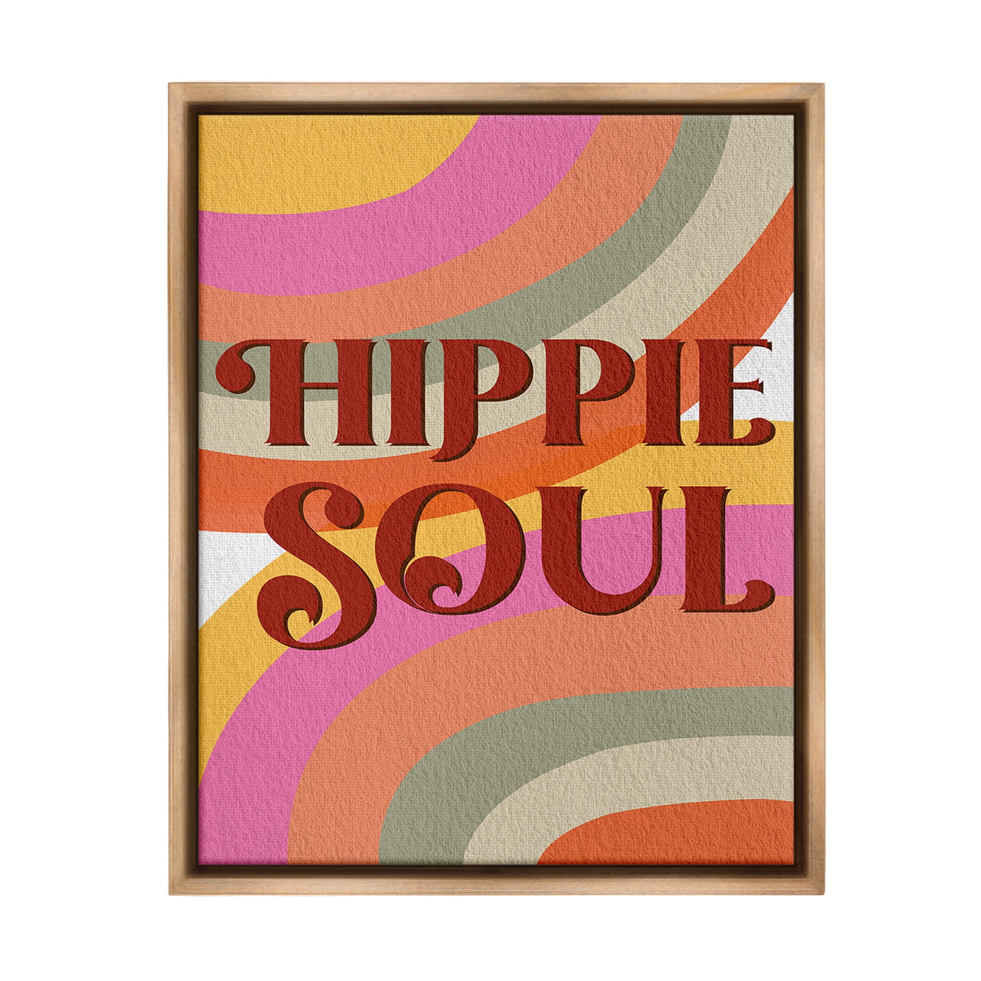 Stupell Industries Hippie Soul Patterned Typography Painting Brown Floater Framed Canvas Art Print Wall Art, 25 x 31