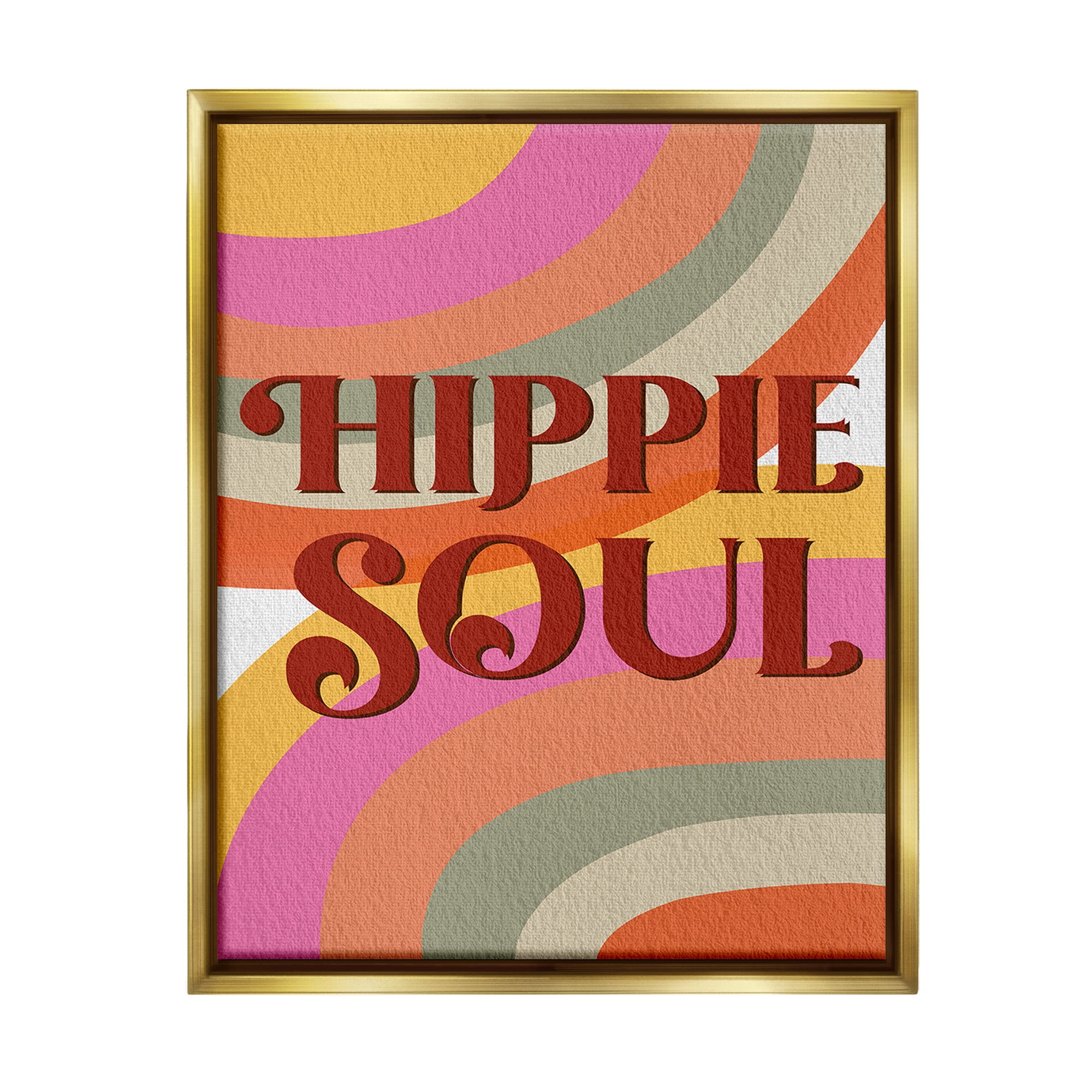 Stupell Industries Hippie Soul Patterned Typography Painting Gold Floater Framed Canvas Art Print Wall Art, 25 x 31
