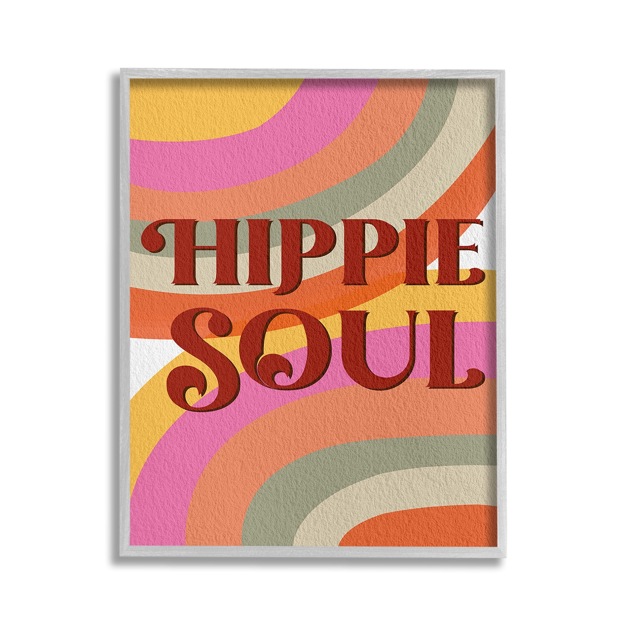 Stupell Industries Hippie Soul Patterned Typography Painting Gray Framed Art Print Wall Art, 11 x 14