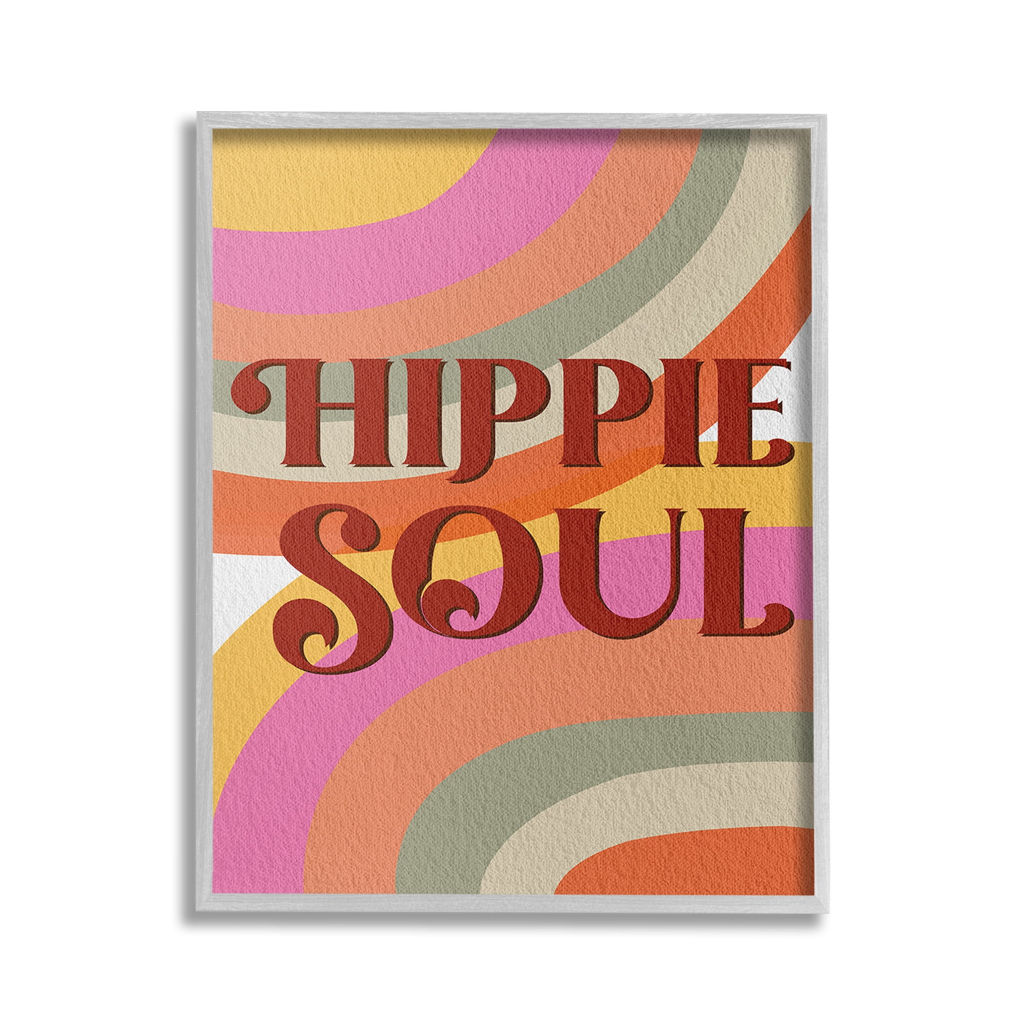 Stupell Industries Hippie Soul Patterned Typography Painting Gray Framed Art Print Wall Art, 16 x 20