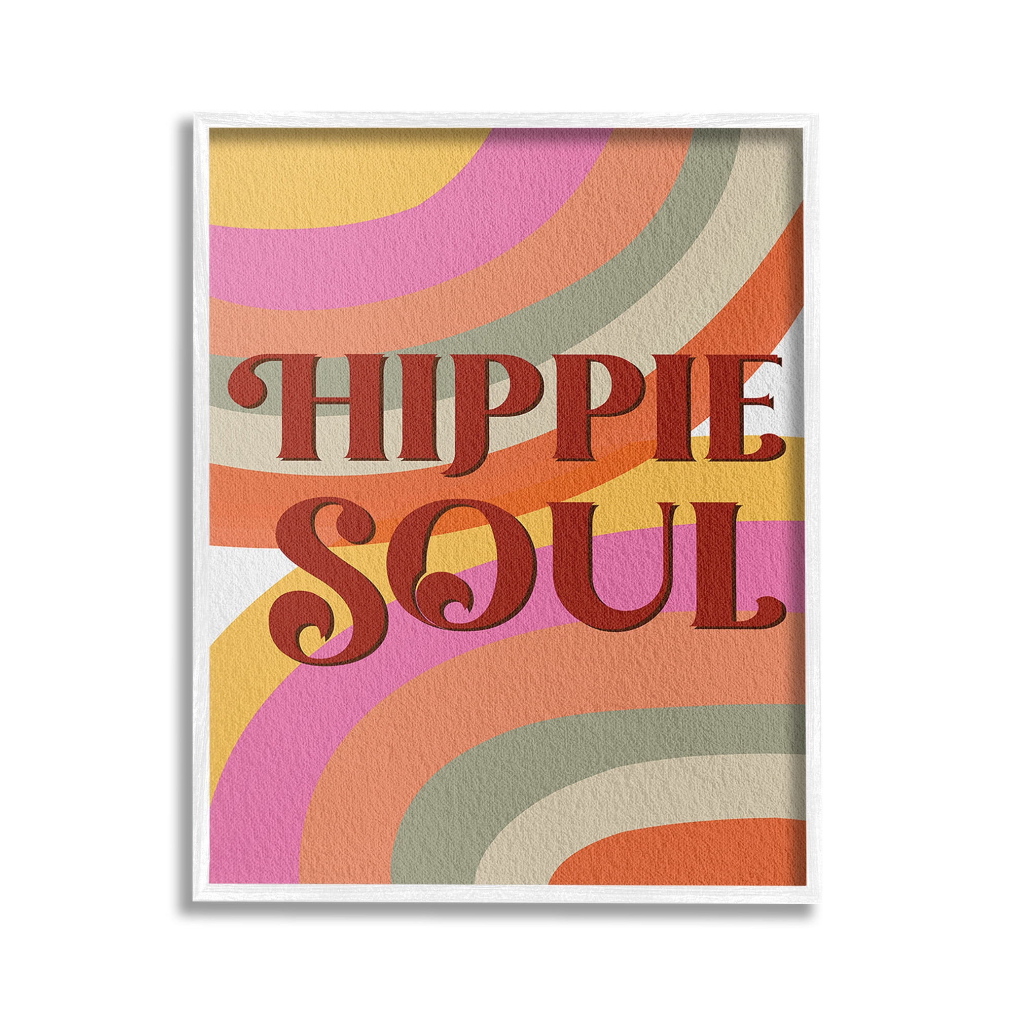 Stupell Industries Hippie Soul Patterned Typography Painting White Framed Art Print Wall Art, 16 x 20