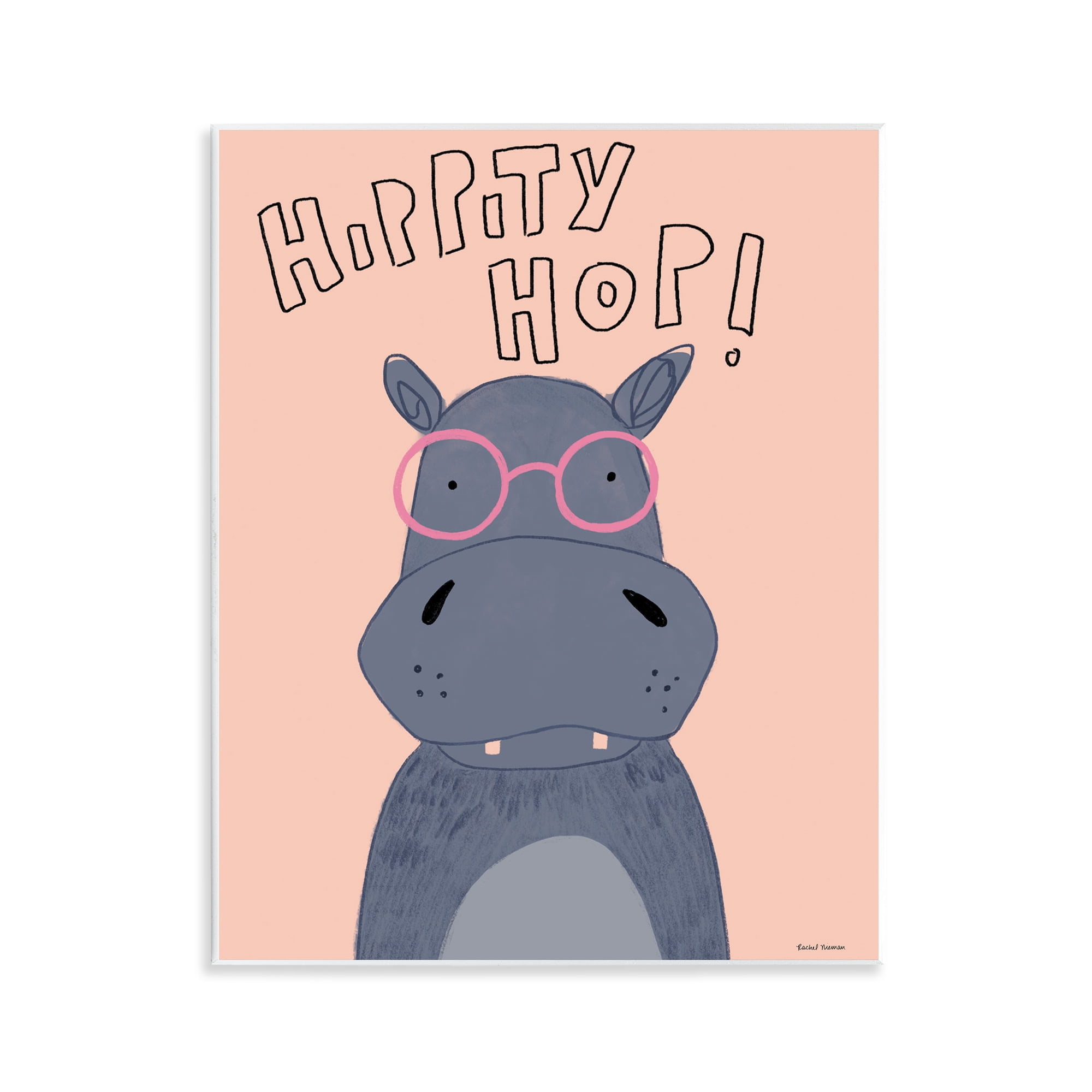 Stupell Industries Hippity Hop Hippo Wall Plaque Art, design by Rachel Nieman
