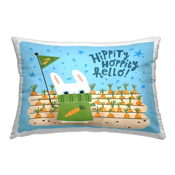 Stupell Industries Hippity Hoppity Hello Bunny Decorative Printed Throw Pillow Design by Leeza Hernandez.