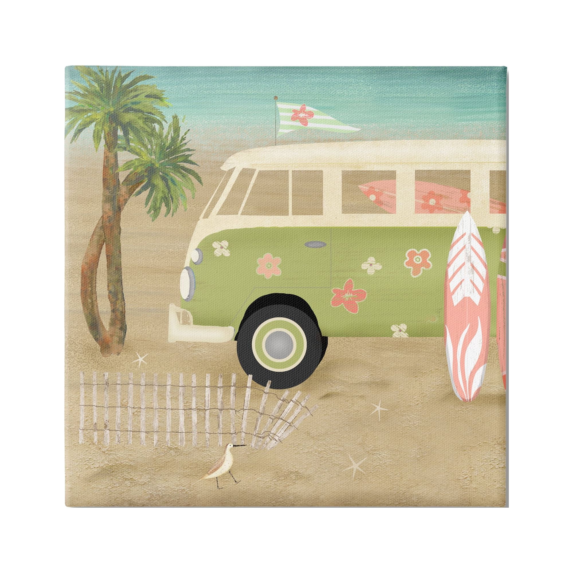 Stupell Industries Hippy Travel Van Beach Chair Picnic Ocean Scenery,30 x 30, Design by Beth Albert