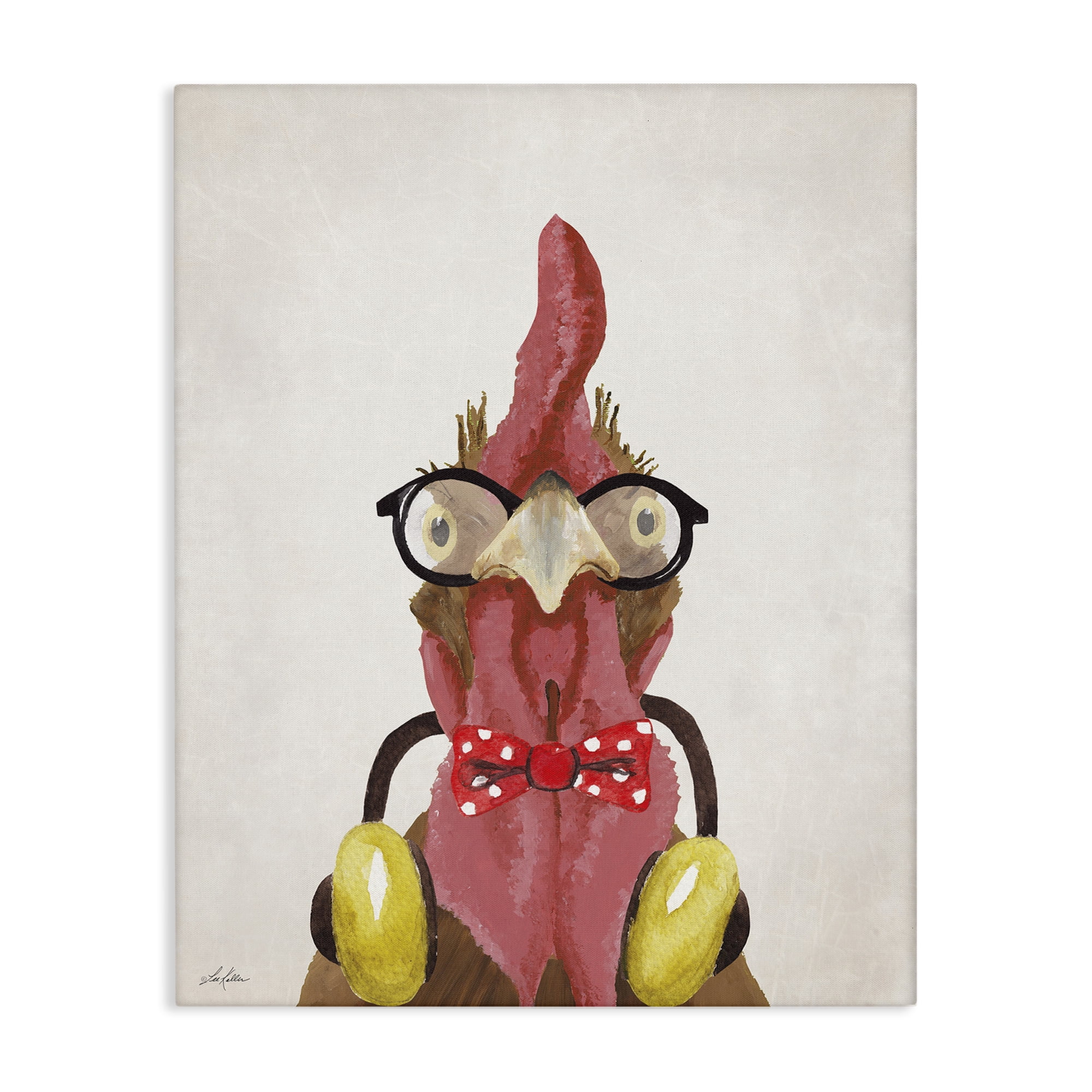 Stupell Industries Hipster Bird & Headphones Animals & Insects Painting Gallery Wrapped Canvas Art Print Wall Art, 36 x 48