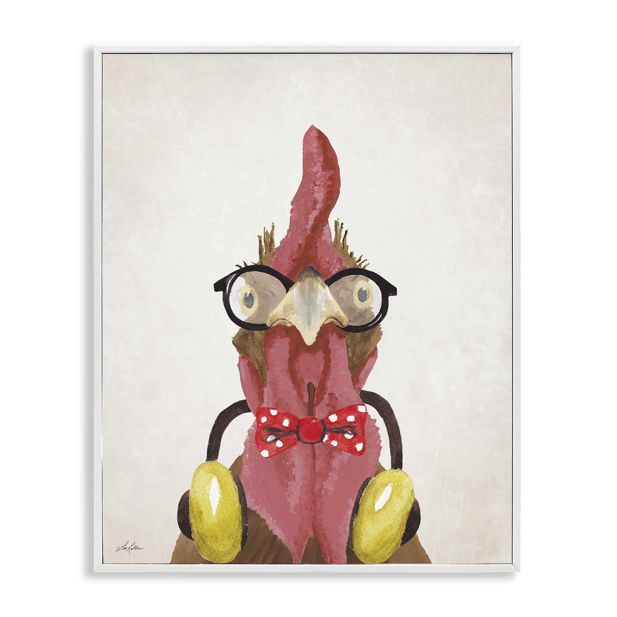 Stupell Industries Hipster Bird & Headphones Animals & Insects Painting White Framed Art Print Wall Art, 24 x 30