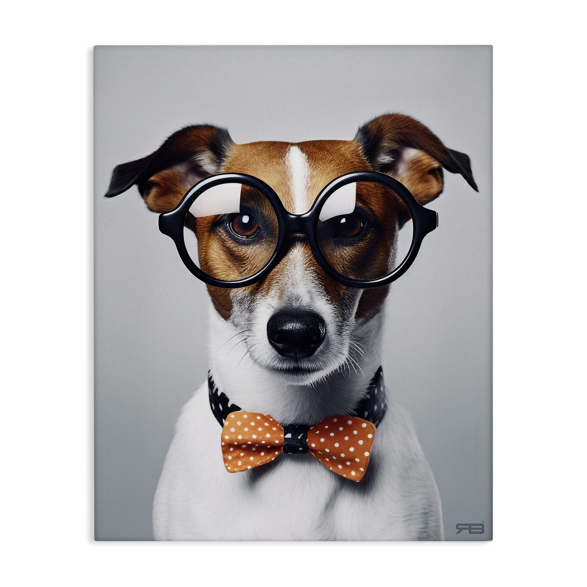 Stupell Industries Hipster Bowtie Dog Animals & Insects Painting Gallery Wrapped Canvas Art Print Wall Art, 30 x 40