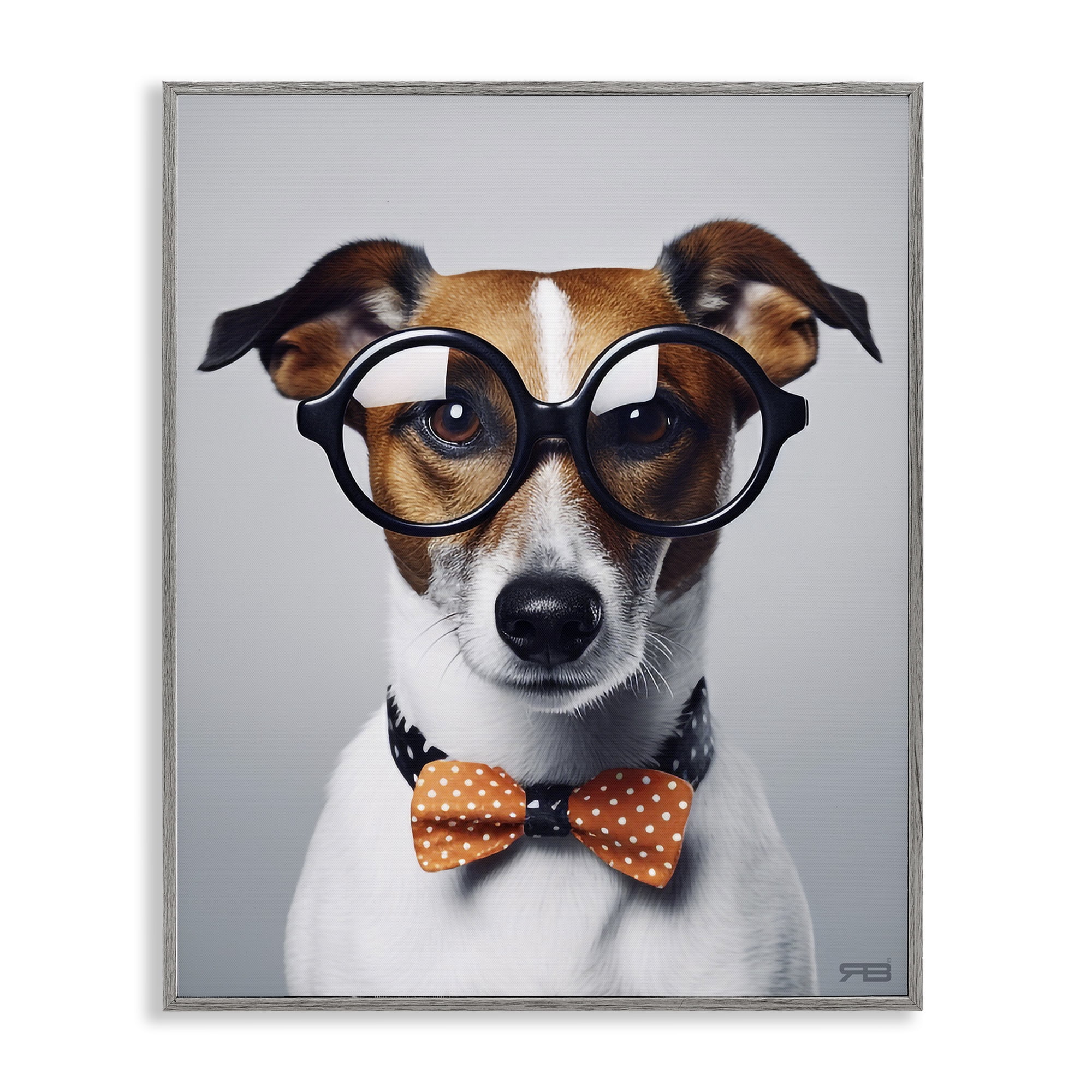 Stupell Industries Hipster Bowtie Dog Animals & Insects Painting Gray Framed Art Print Wall Art, 16 x 20