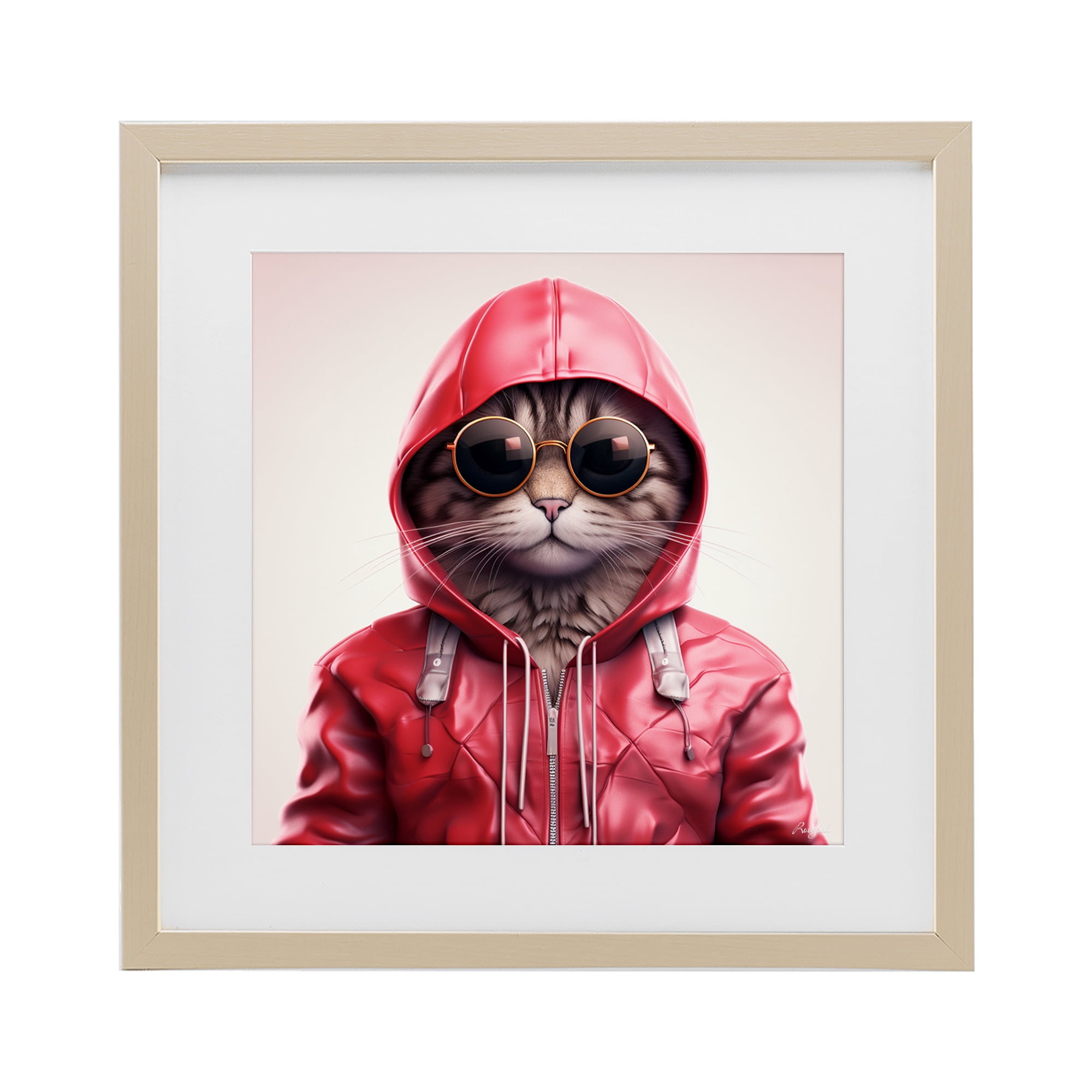 Stupell Industries Hipster Cat in Stylish Jacket Birch Framed Print Under Glass, design by Roozbeh