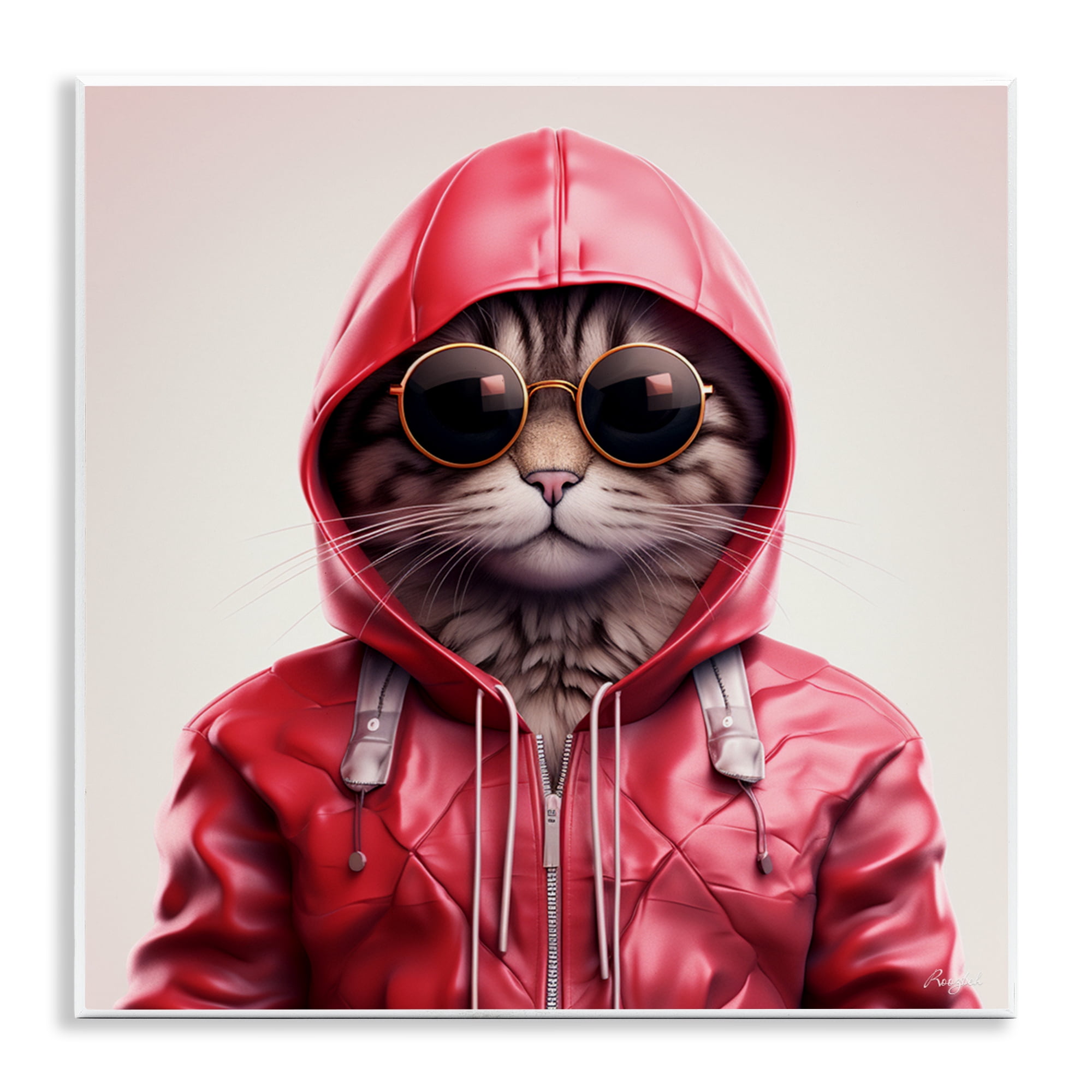 Stupell Industries Hipster Cat in Stylish Jacket Wall Plaque Art, design by Roozbeh