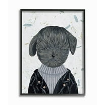 Stupell Industries Hipster Dog Jacket Poodle Funny Animal Painting Drawings Black Framed Art Print Wall Art, 24x30, by Melissa Wang