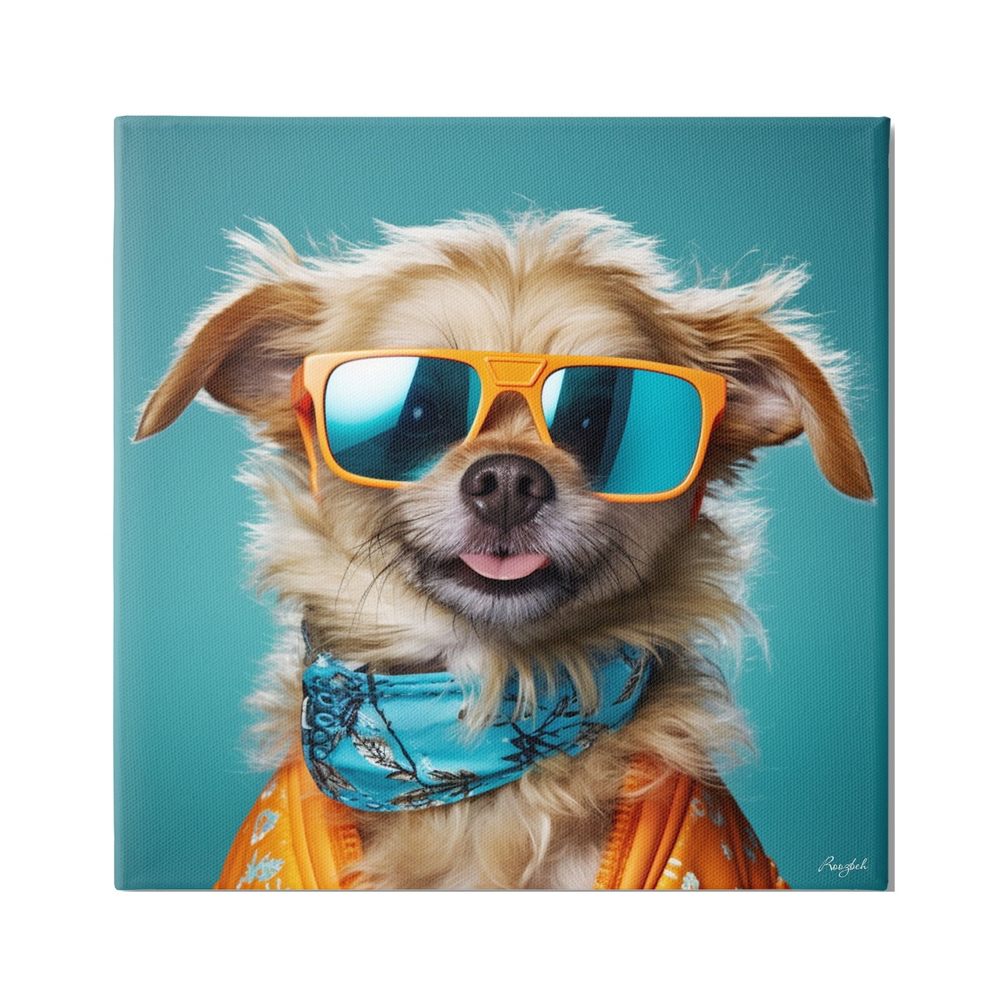 Stupell Industries Hipster Dog Portrait Animals & Insects Painting Gallery Wrapped Canvas Art Print Wall Art, 30 x 30