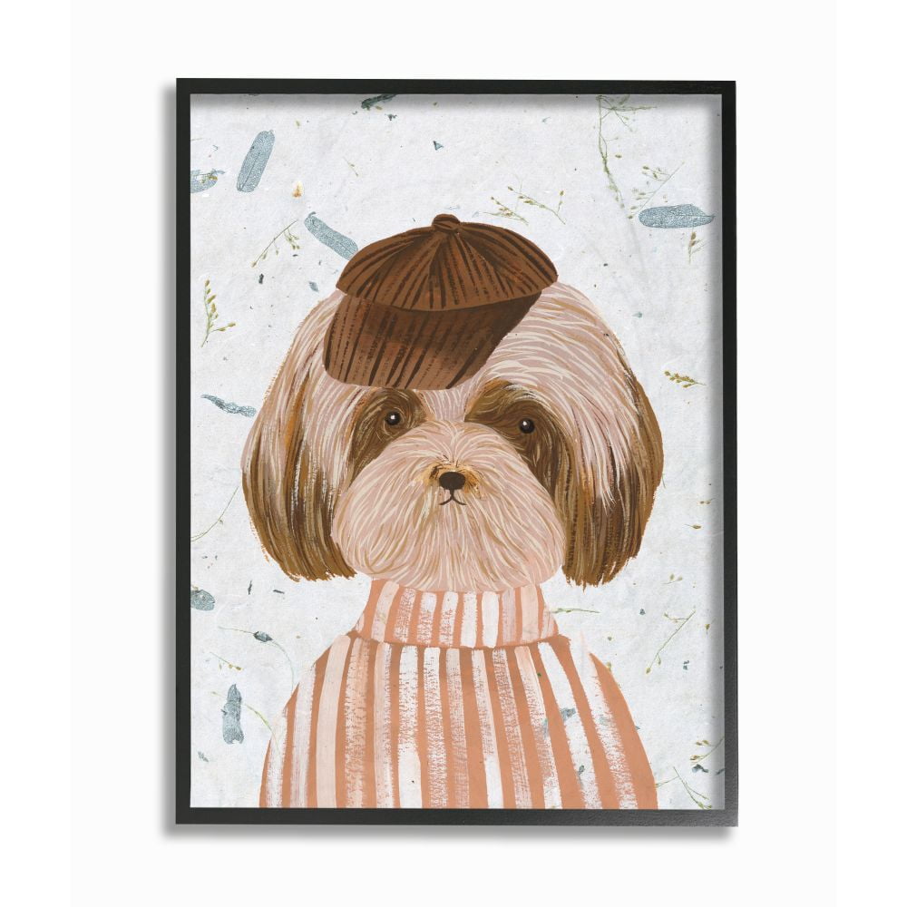Stupell Industries Hipster Dog Sweater Poodle Funny Animal Painting Drawings Black Framed Art Print Wall Art, 16x20, by Melissa Wang