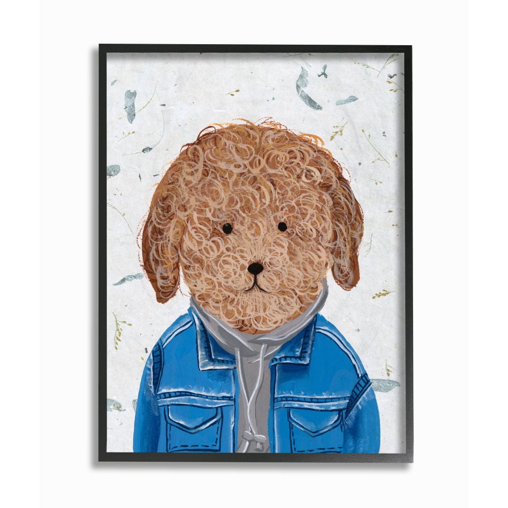 Stupell Industries Hipster Dog Sweatshirt Poodle Funny Animal Painting Drawings Black Framed Art Print Wall Art, 11x14, by Melissa Wang