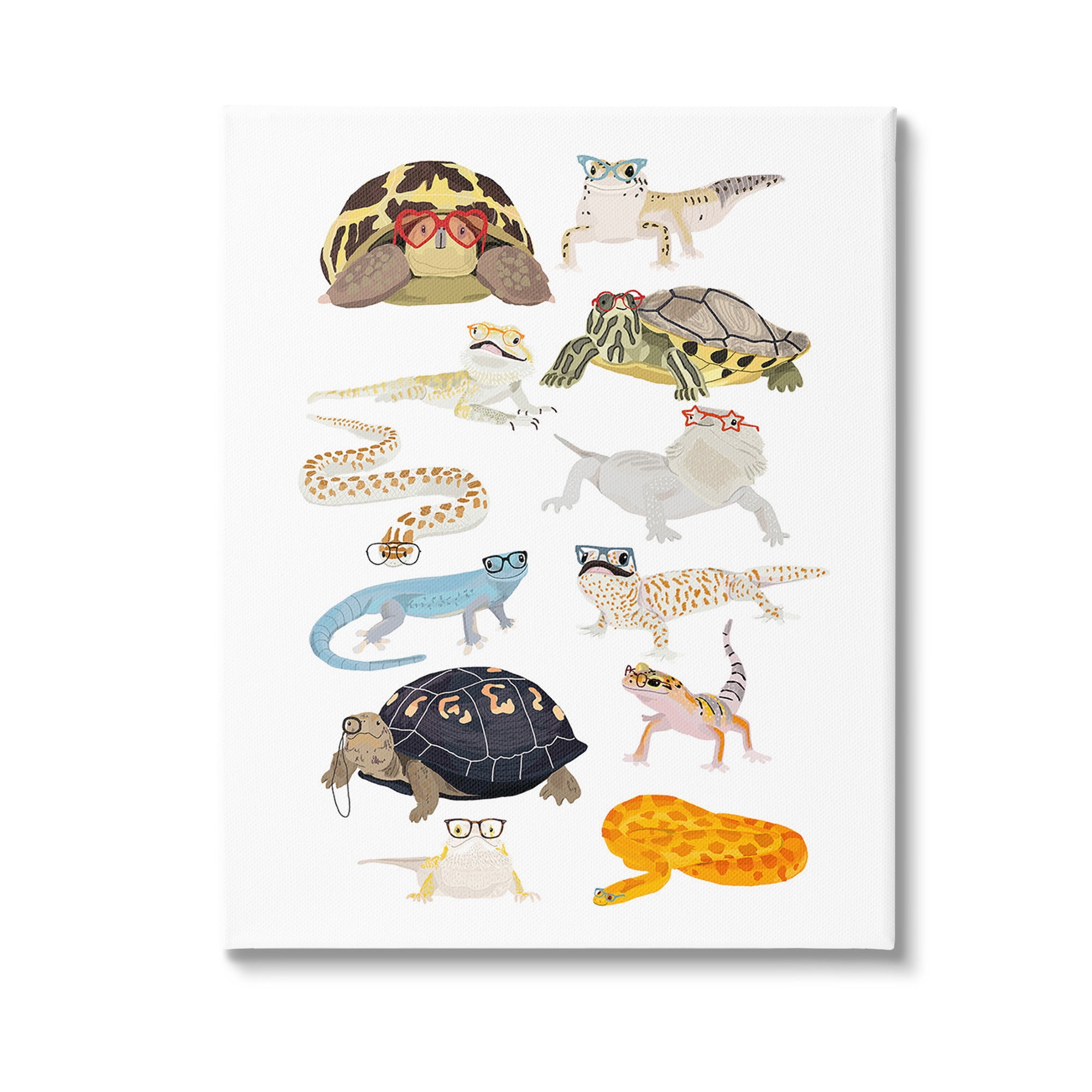 Stupell Industries Hipster Glasses Reptiles Animals & Insects Painting Gallery Wrapped Canvas Art Print Wall Art, 36 x 48