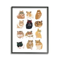 Stupell Industries Hipster Hamsters in Glasses Animals & Insects Painting Black Framed Art Print Wall Art, 11 x 14