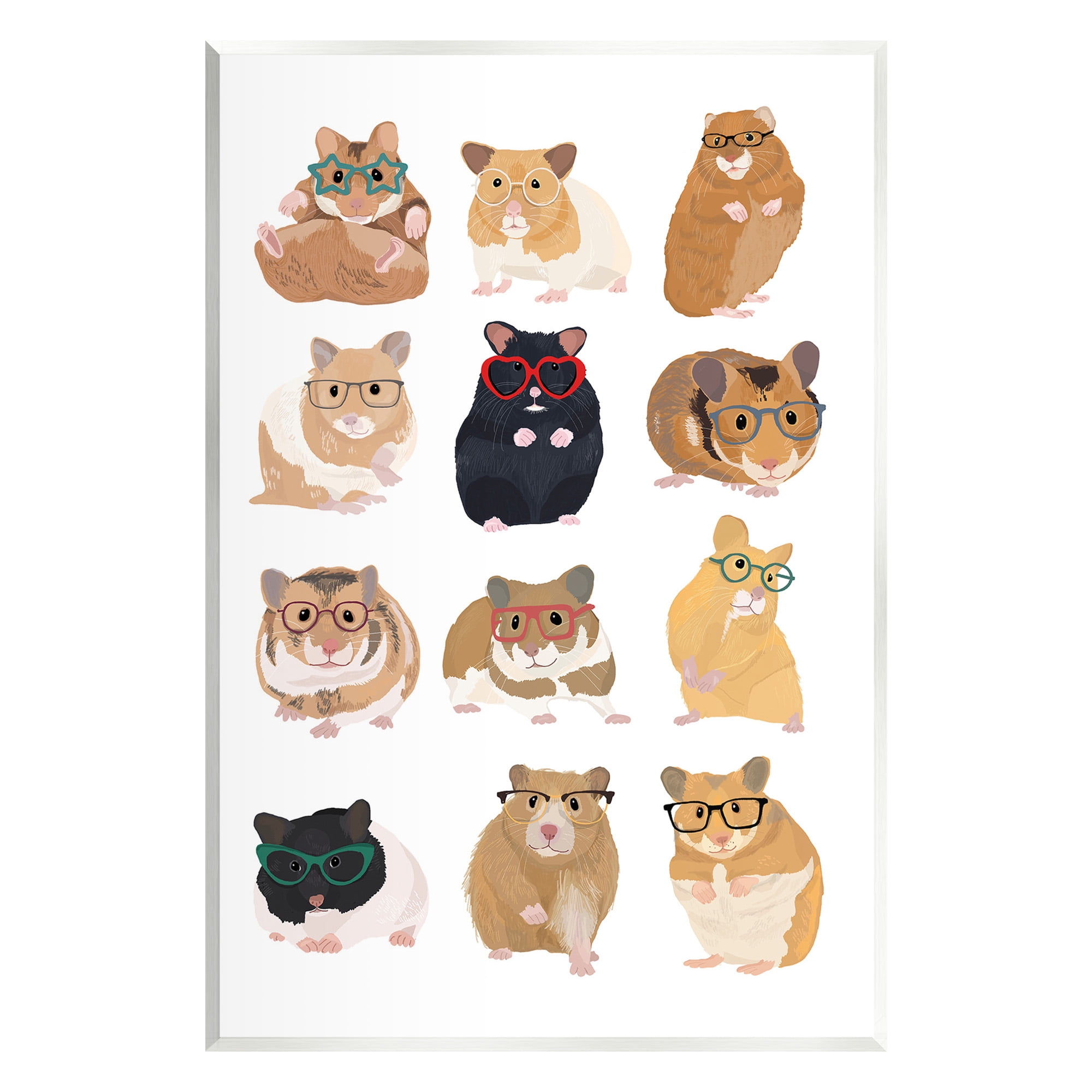 Stupell Industries Hipster Hamsters in Glasses Animals & Insects Painting Unframed Art Print Wall Art, 13 x 19