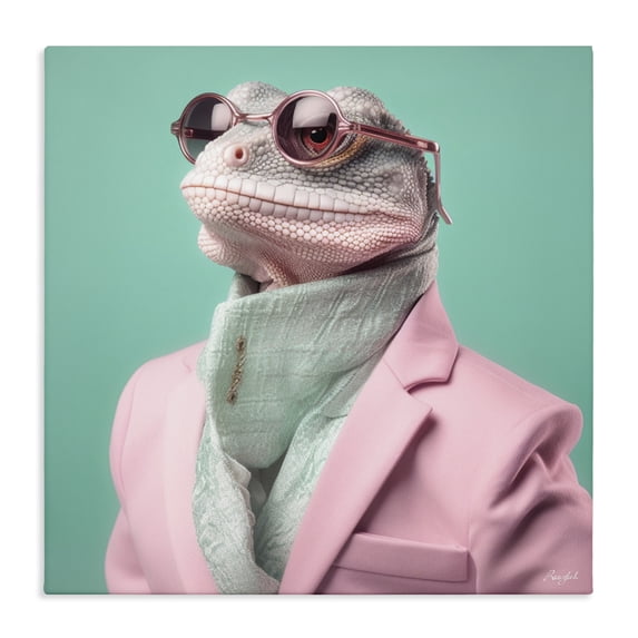 Stupell Industries Contemporary Hipster Iguana Portrait Canvas Art, 17 x 17, by Roozbeh